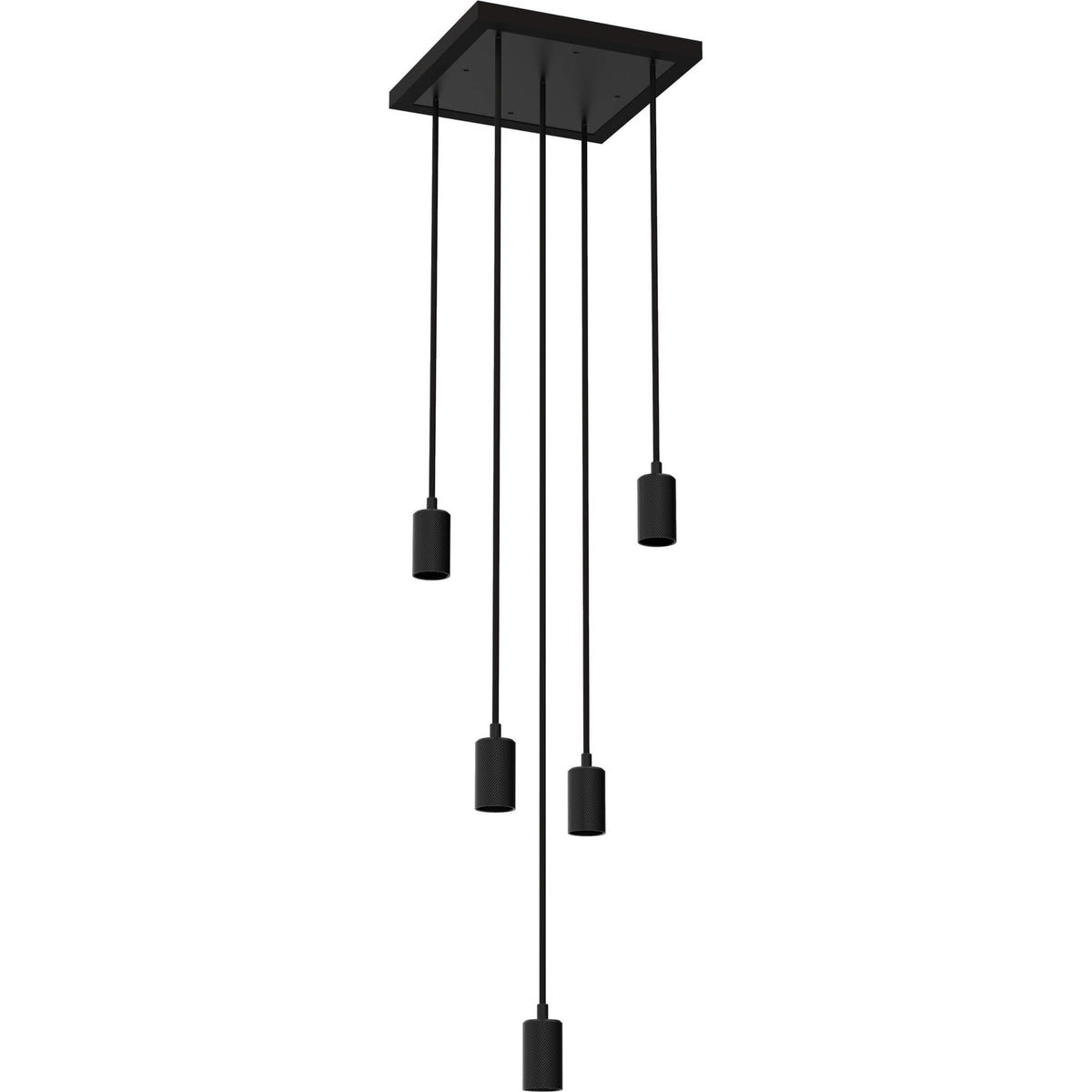 SEGULA Pendelleuchte MADOX SQUARE 5-WAVE schwarz – E27, 5x1,5m, Textilkabel schwarz – Hauptbild