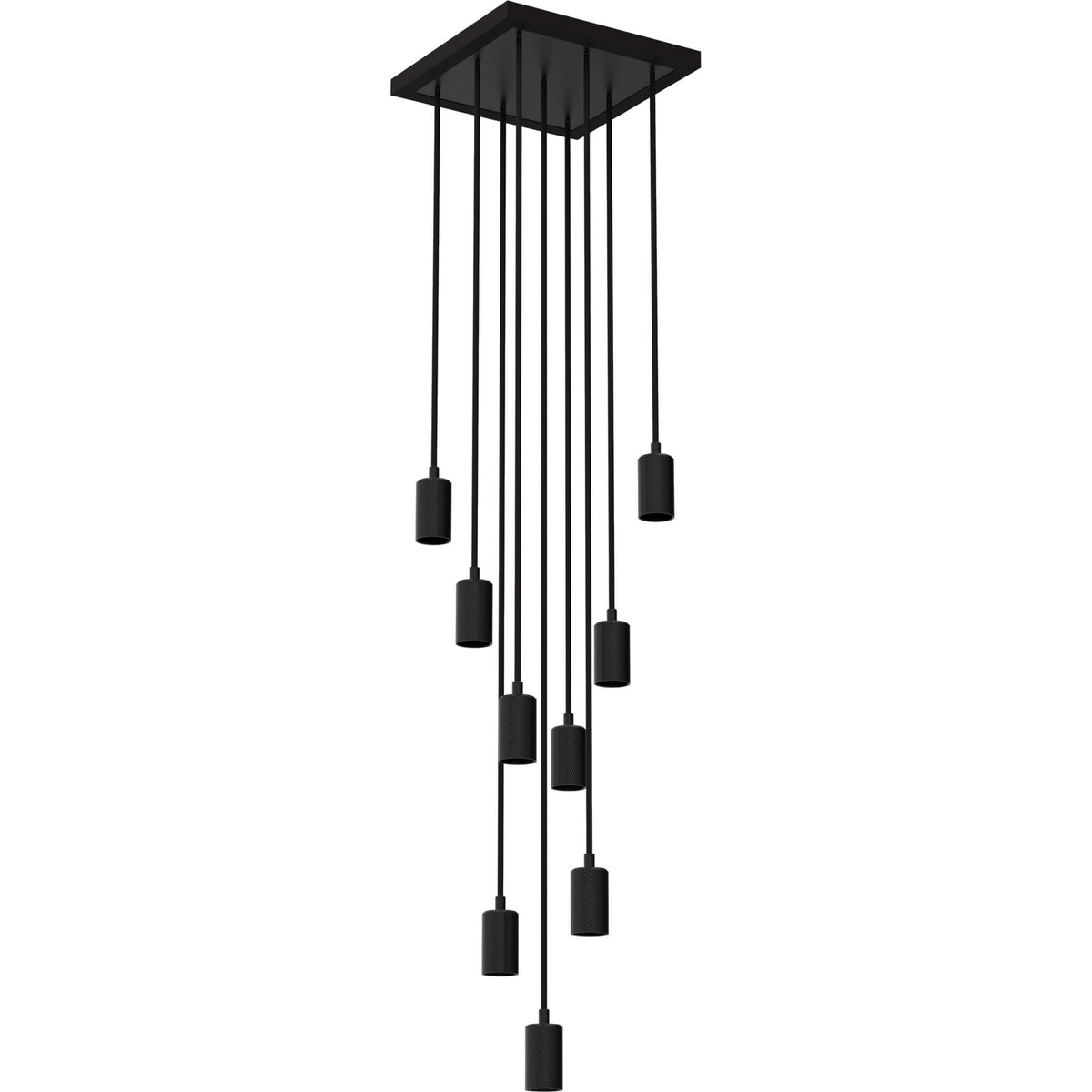 SEGULA Pendelleuchte MADOX SQUARE 9-WAVE schwarz – E27, 9x1,5m, Textilkabel schwarz – Hauptbild