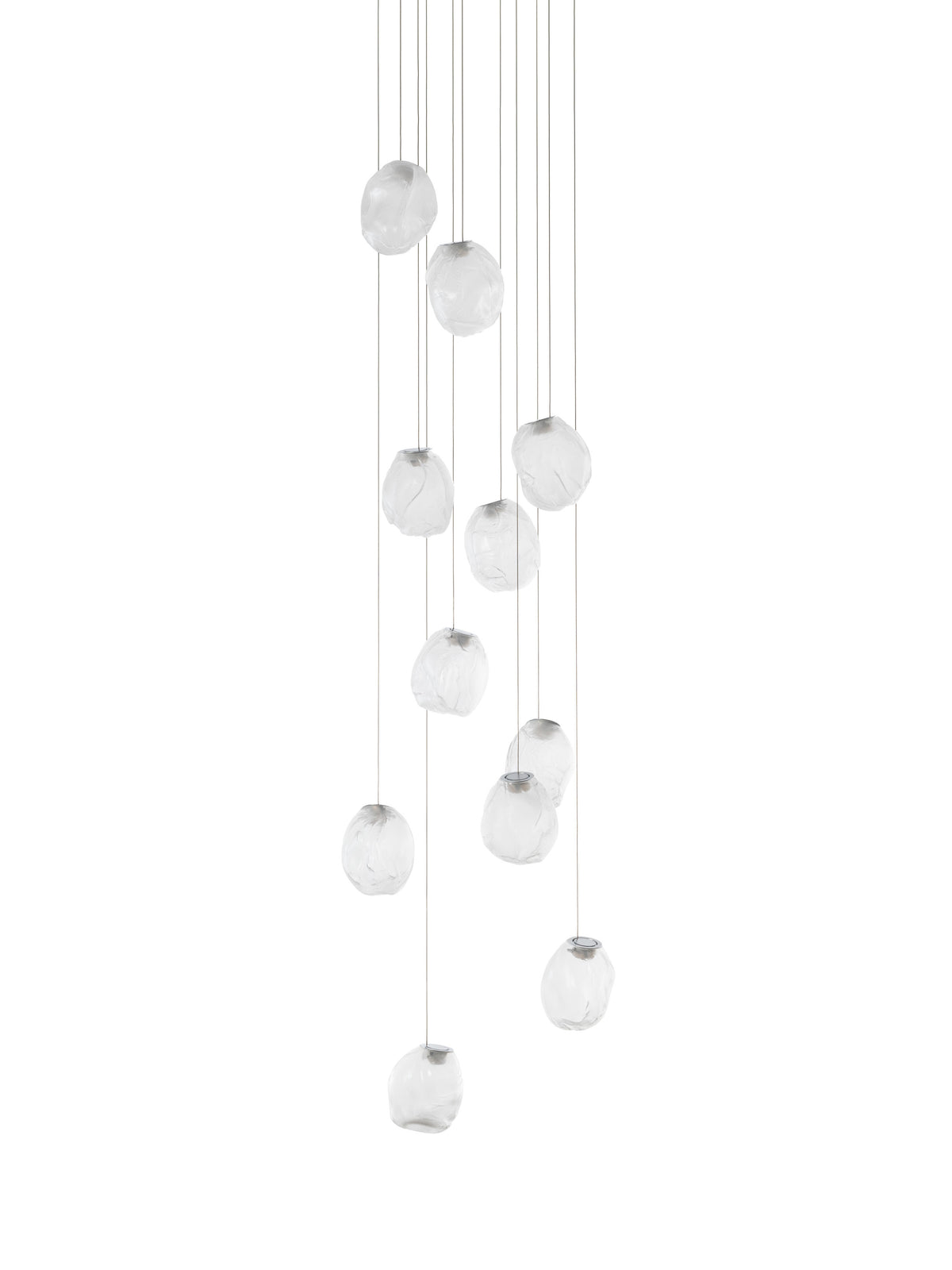Bocci 73V Random Pendelleuchte – 73.11V – feste Länge, 11 Pendel, 850 x 284 mm Baldachin rechteckig, klar, 2700 K