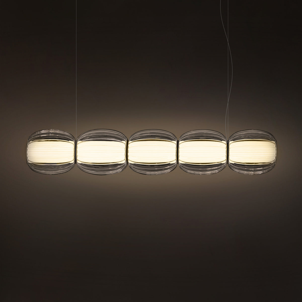 Contardi Alma Pendelleuchte – Multipla, Gestell Champagner, Diffusor Glas klar