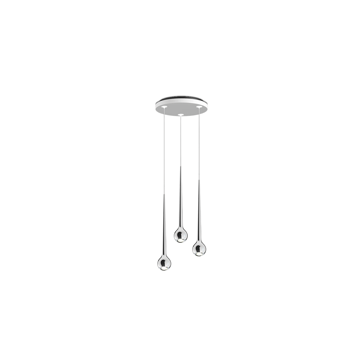 GRAU Falling Sun Chandelier Three Pendelleuchte – Poliert, 3 Pendel - 6m Kabel