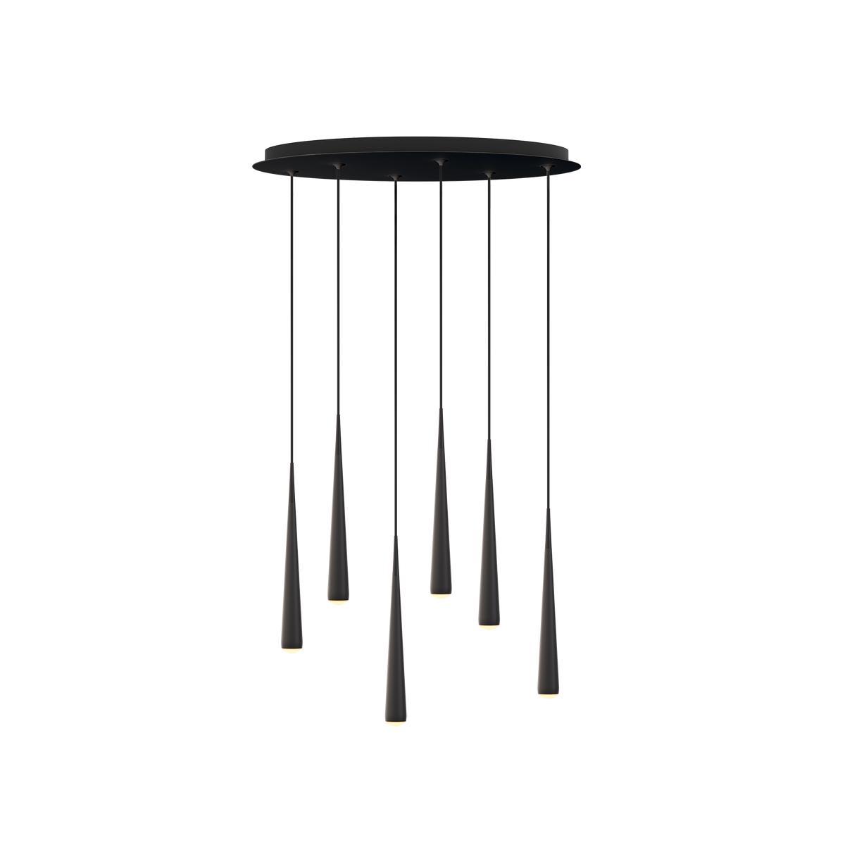 GRAU Niceone Chandelier Six Pendelleuchte – Schwarz/Schwarz, 6 Pendel