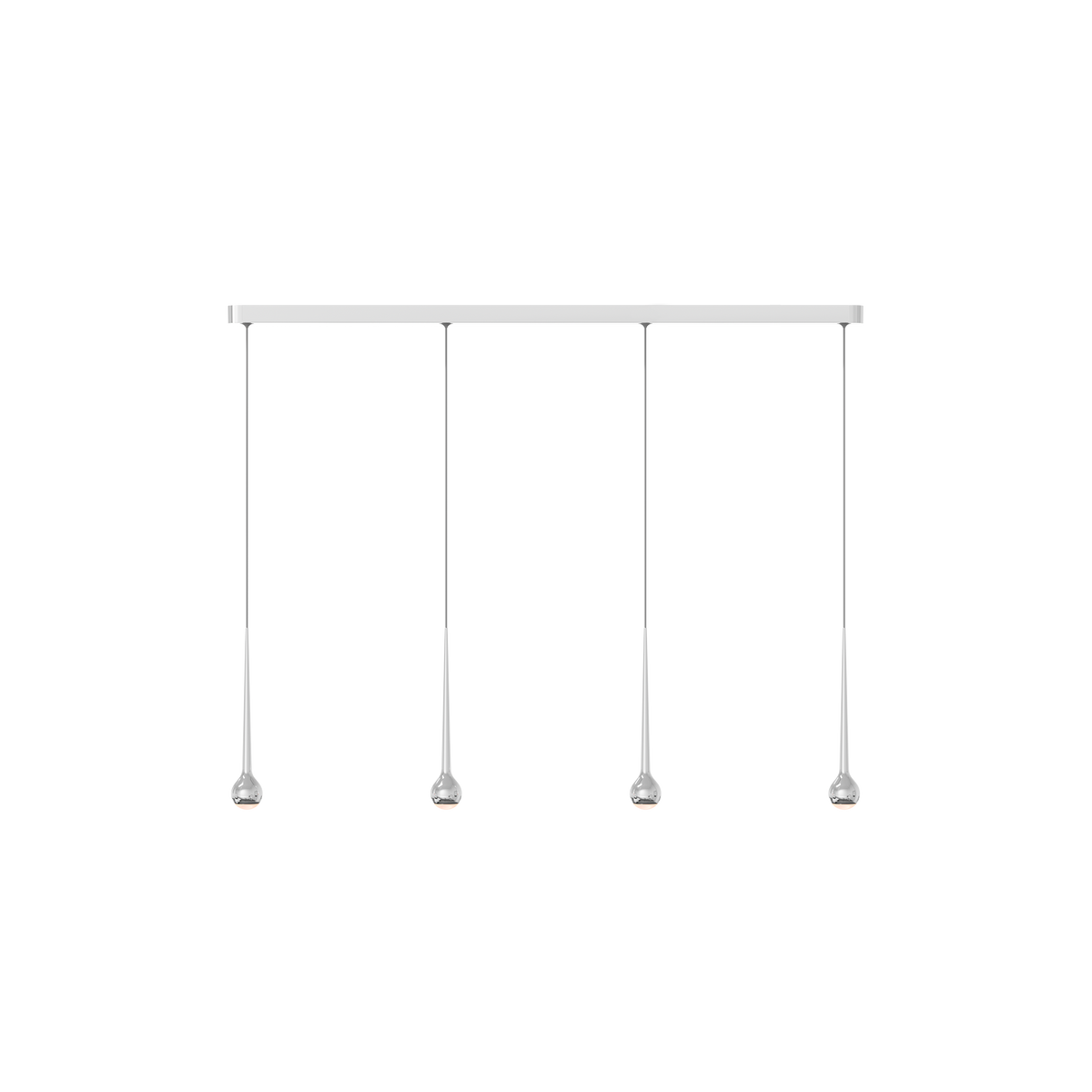 GRAU Falling Sun Trace Pendelleuchte – Poliert, 4 Pendel - 6m Kabel