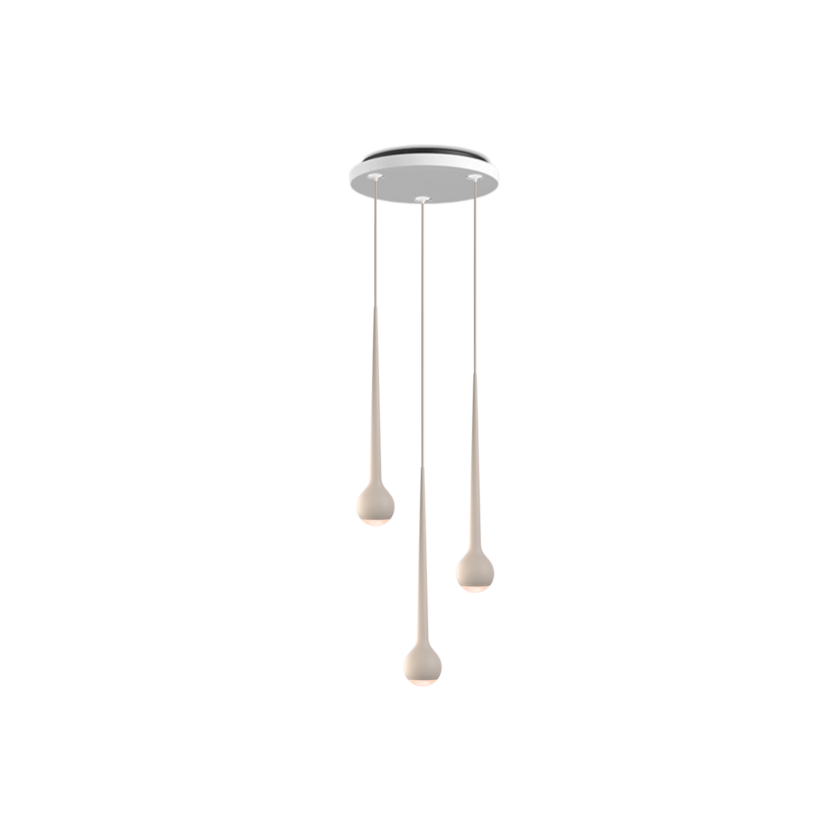 GRAU Falling Sun Chandelier Three Pendelleuchte – Sand White, 3 Pendel - 6m Kabel