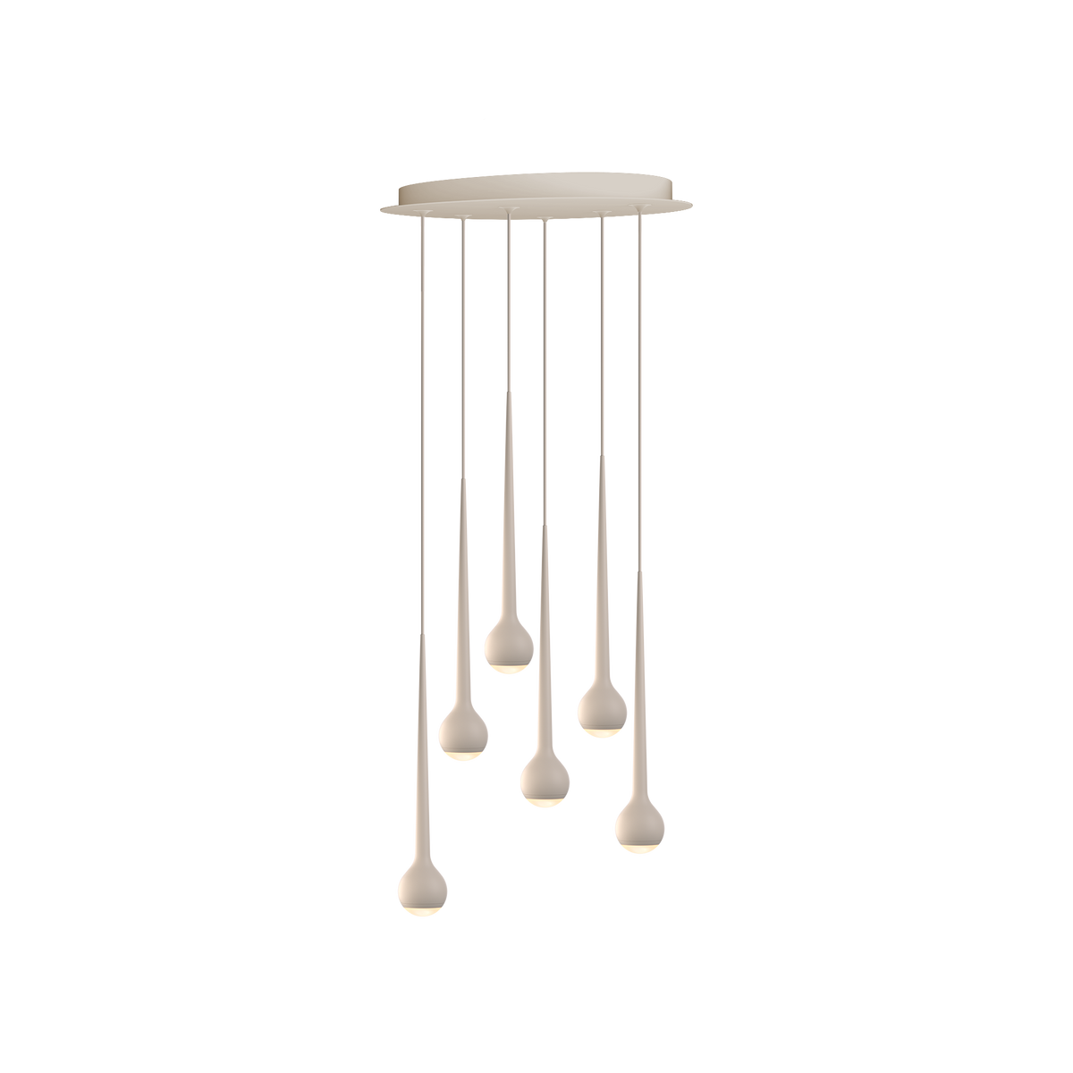 GRAU Falling Sun Chandelier Six & Nine Pendelleuchte – Sand White, 6 Pendel
