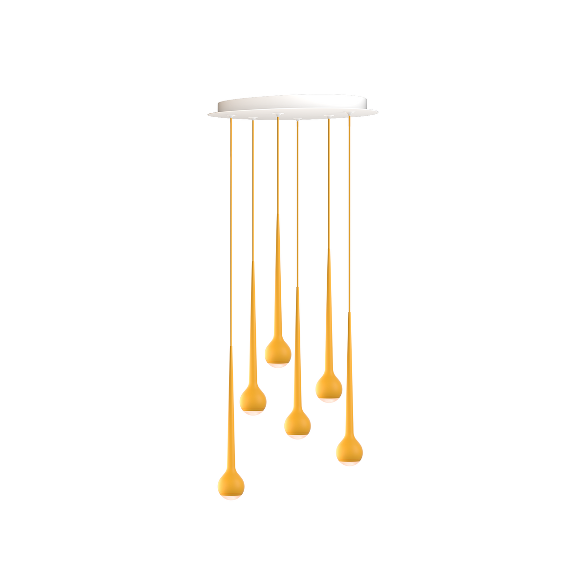 GRAU Falling Sun Chandelier Six & Nine Pendelleuchte – Sun Orange, 6 Pendel