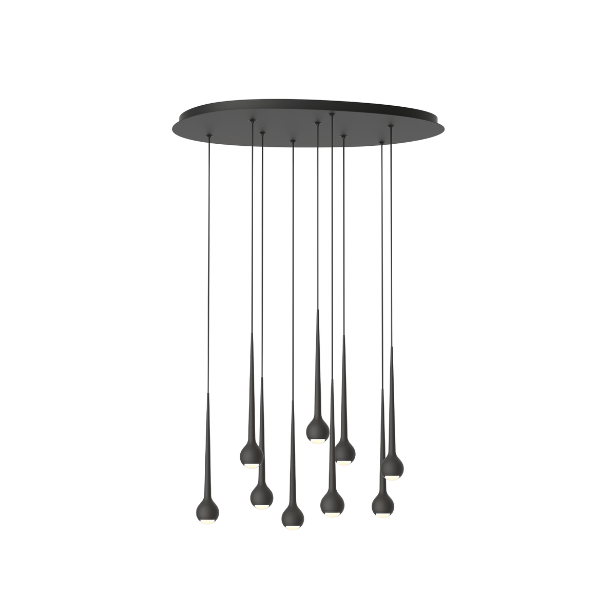 GRAU Falling Sun Chandelier Six & Nine Pendelleuchte – Schwarz, 9 Pendel