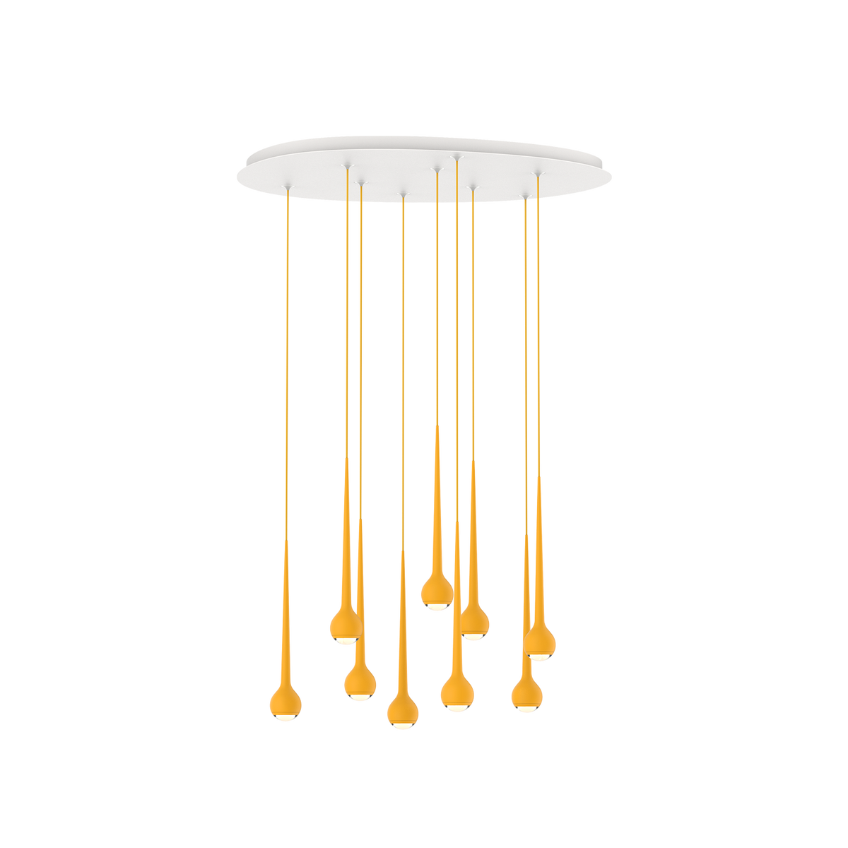 GRAU Falling Sun Chandelier Six & Nine Pendelleuchte – Sun Orange, 9 Pendel