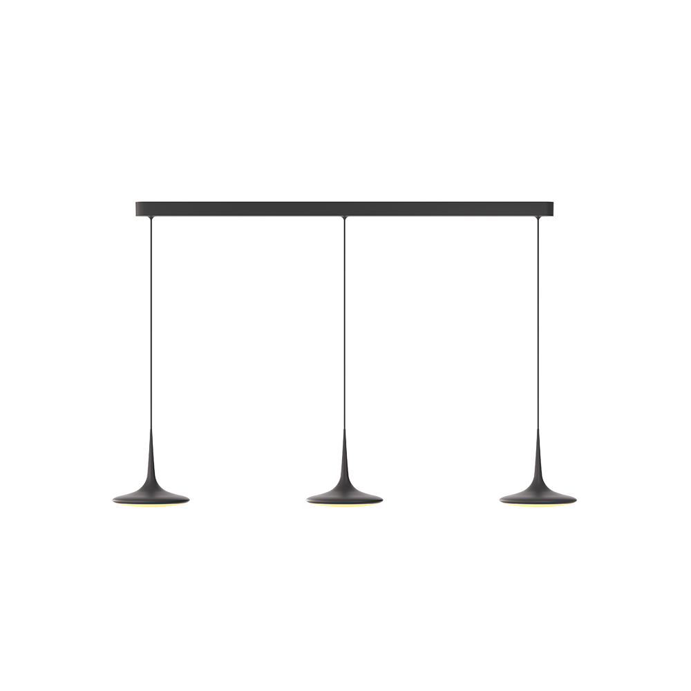 GRAU Falling Leaf Trace Pendelleuchte – Schwarz, 3 Pendel - 6m Kabel