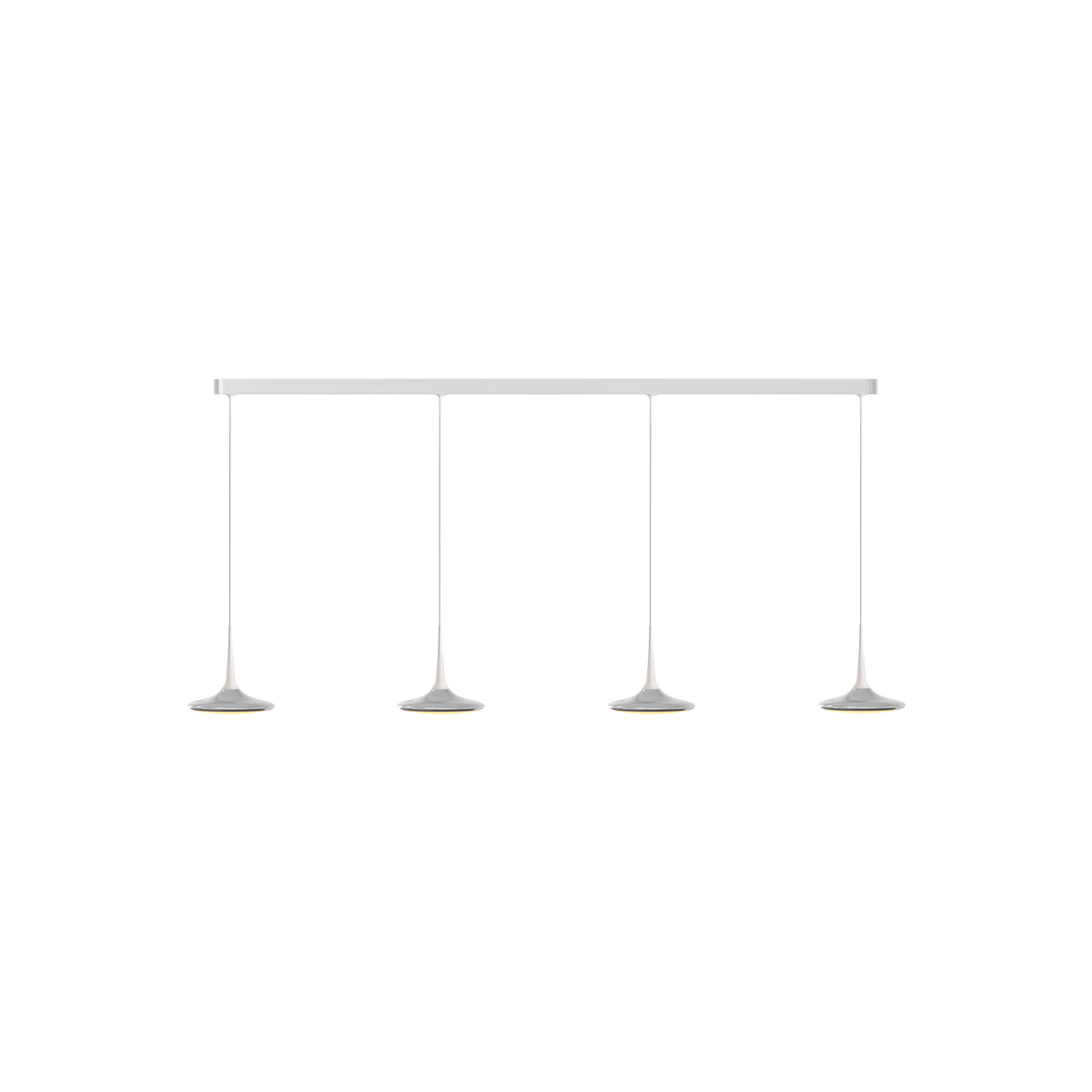 GRAU Falling Leaf Trace Pendelleuchte – Poliert/Weiß, 4 Pendel - 6m Kabel