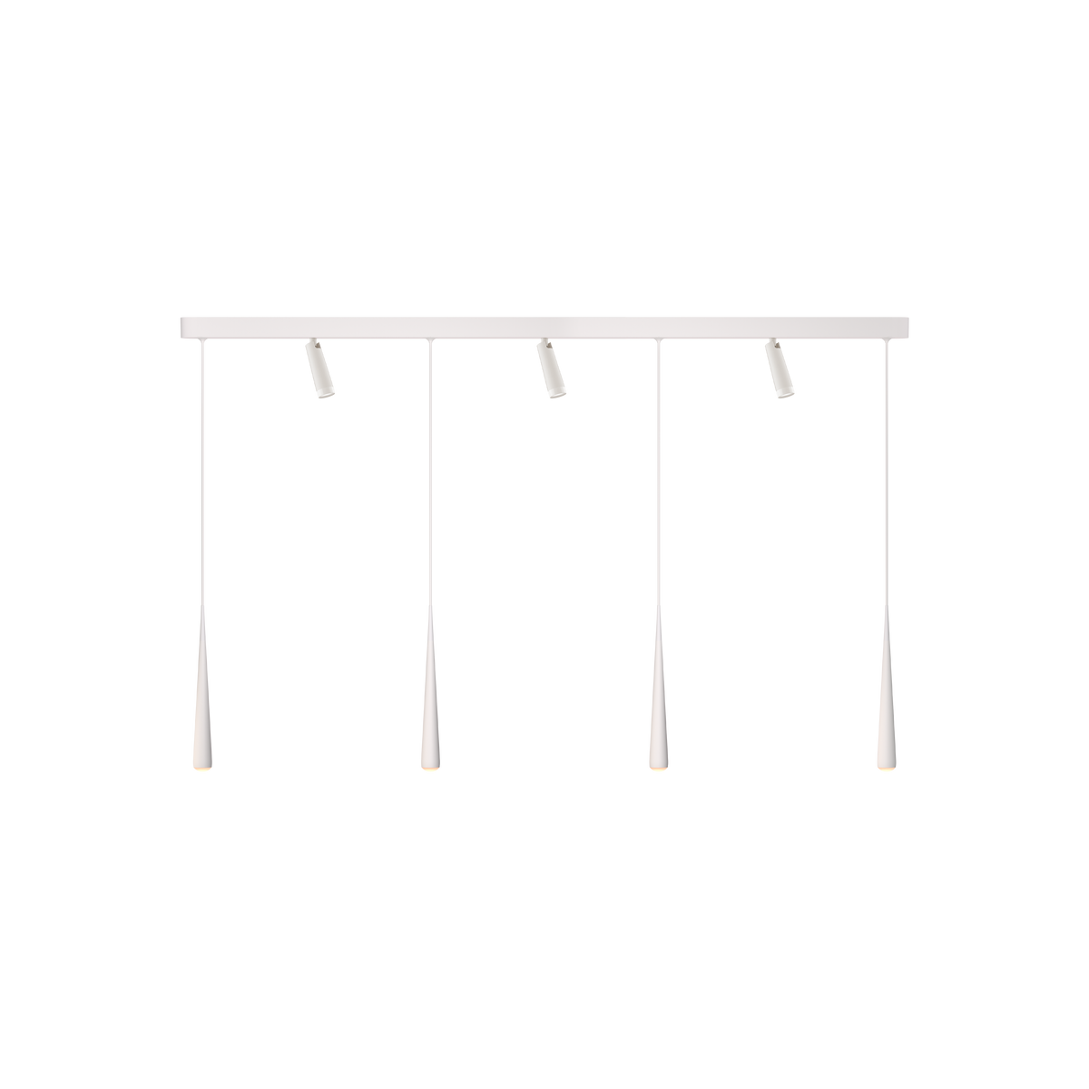 GRAU Niceone Trace Pendelleuchte – Weiß, 4 Pendel + 3 Clear Strahler