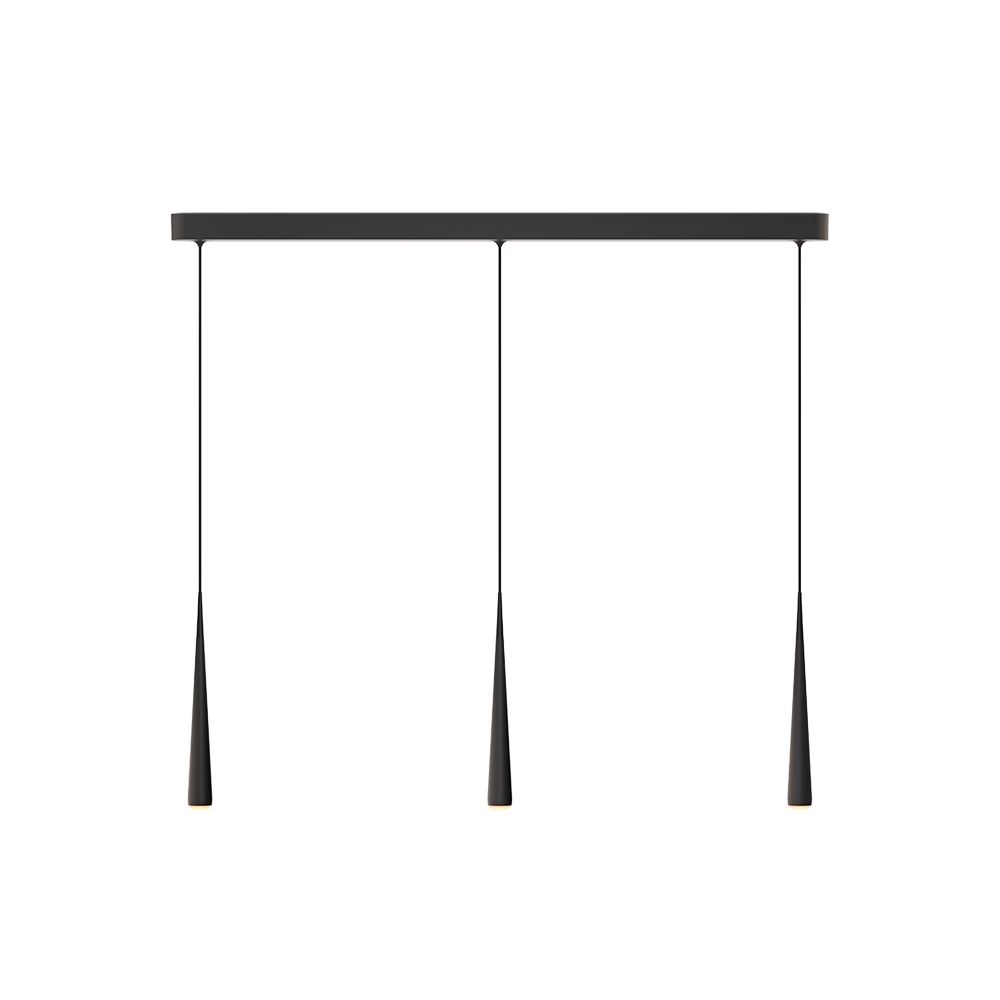 GRAU Niceone Trace Pendelleuchte – Schwarz, 3 Pendel - 6m Kabel