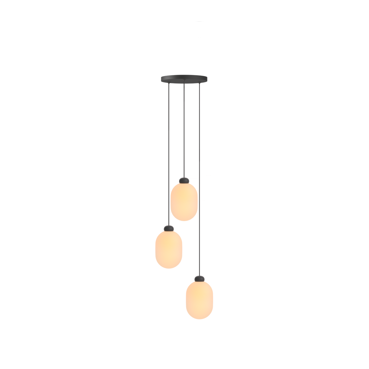 GRAU Sun Chandelier Pendelleuchte – Schwarz, 3 Pendel