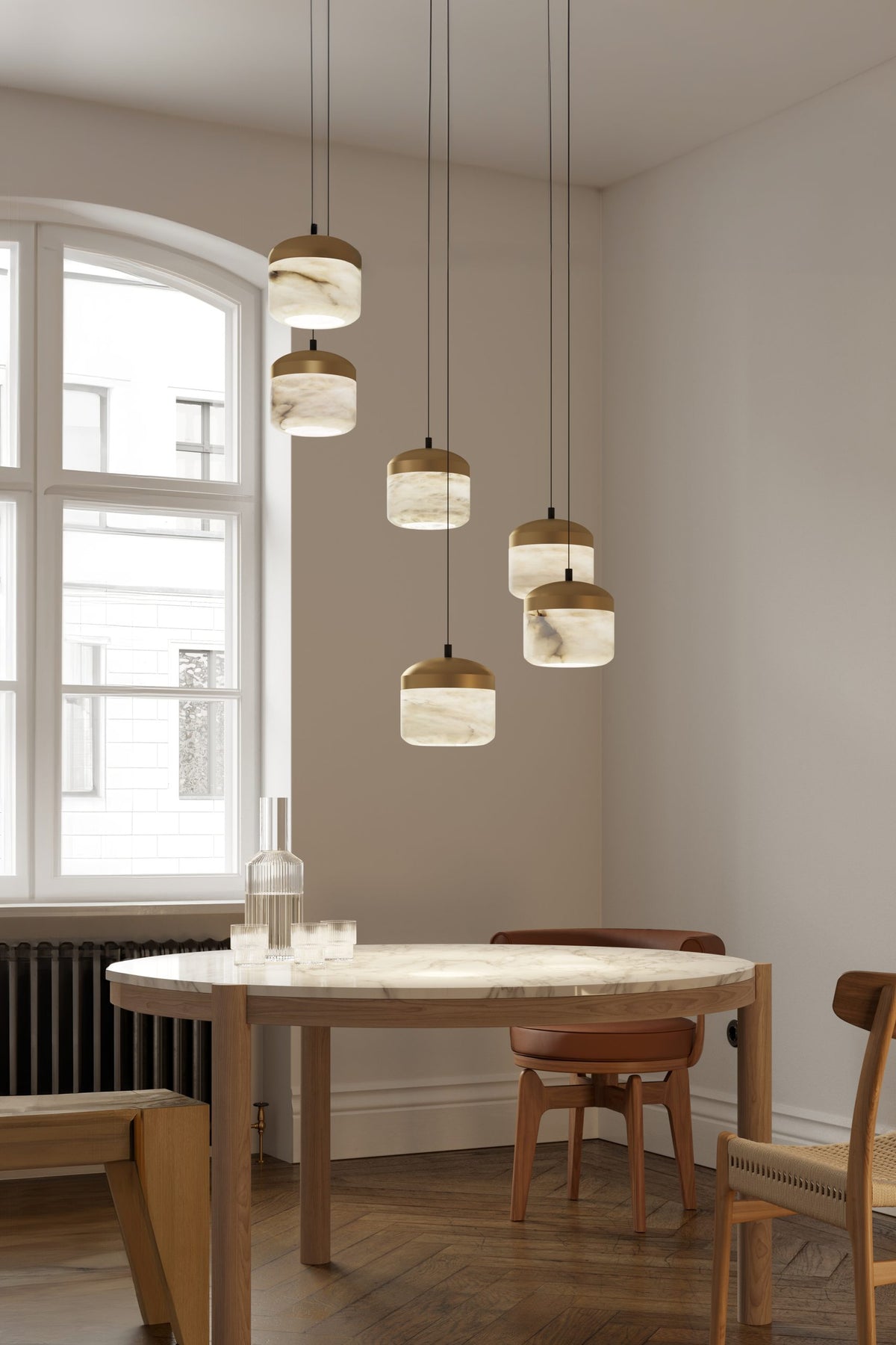 United Alabaster Copper Pendelleuchte – 3 Schirme ø 180 x 165mm, Bronze dunkel