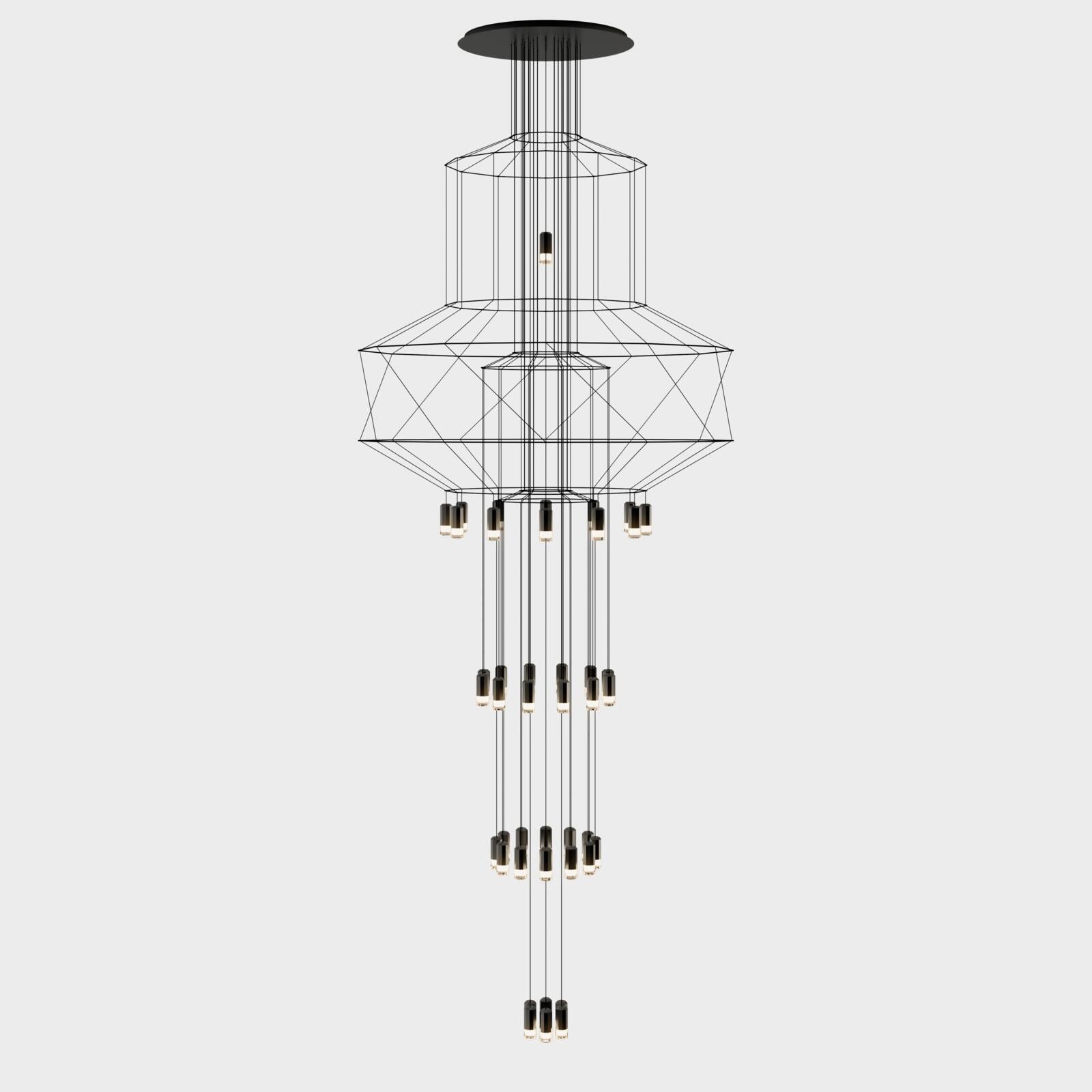 Wireflow Chandelier 0375 Pendelleuchte – Maßzeichnung Oberfläche Schwarz