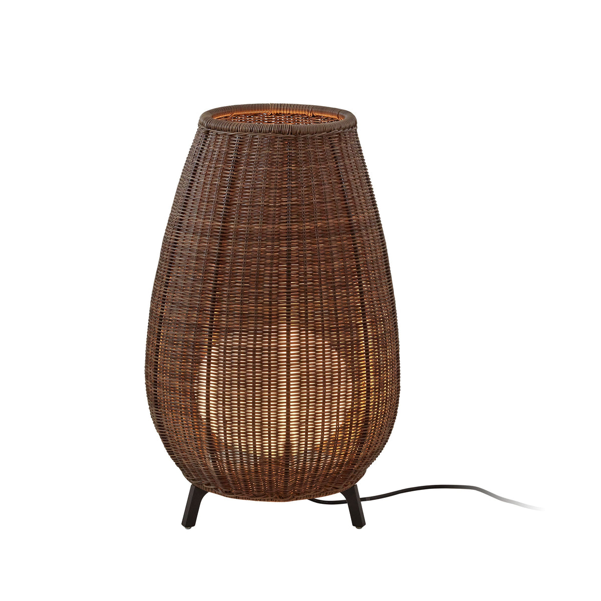 Bover Amphora 01 Außen-Stehleuchte – Braun, Schirm Rattanbraun, für Leuchtmittel E27