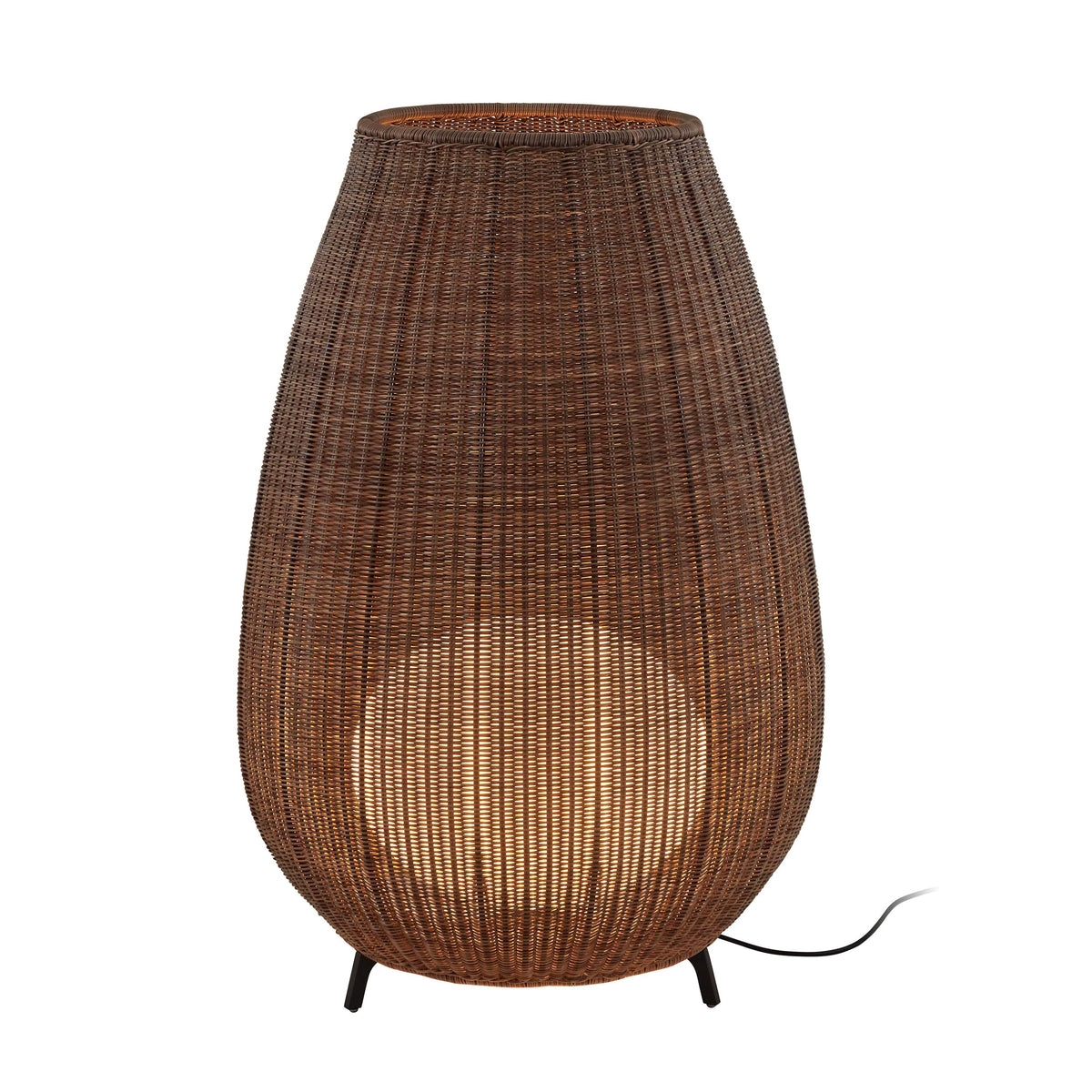 Bover Amphora 02 Außen-Stehleuchte – Braun, Schirm Rattanbraun, LED