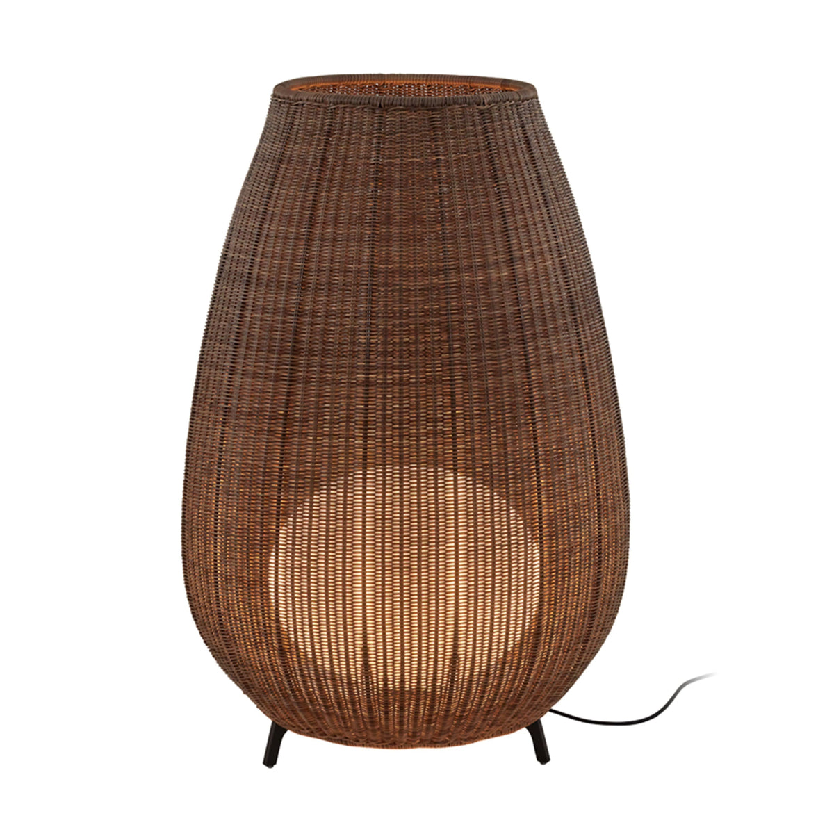 Bover Amphora 02 Außen-Stehleuchte – Braun, Schirm Rattanbraun, dimmbar (Triac), LED