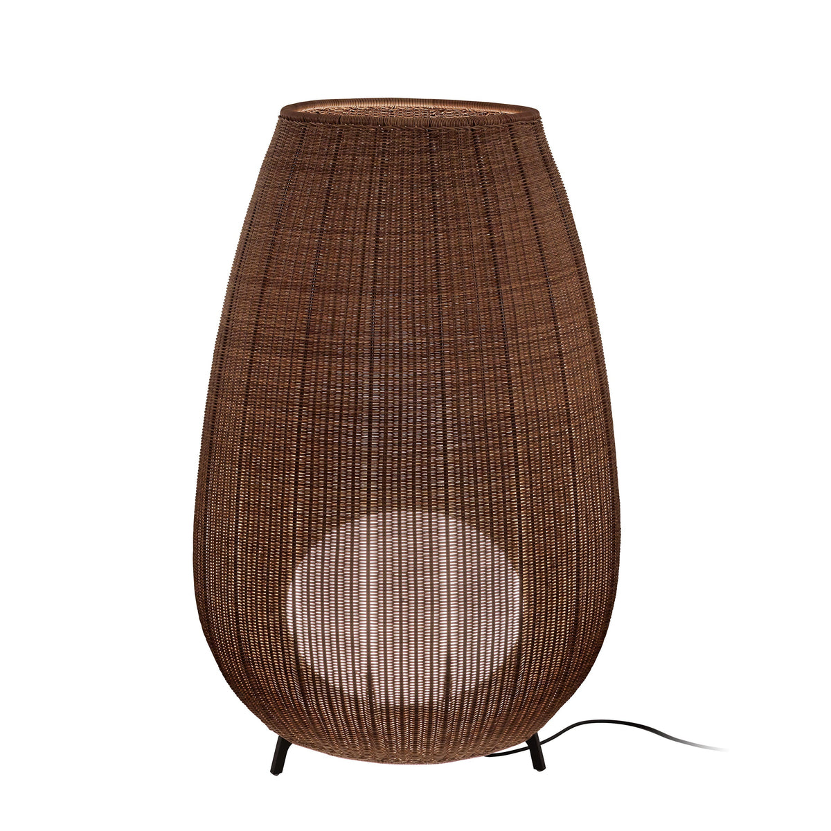 Bover Amphora 03 Außen-Stehleuchte – Braun, Schirm Rattanbraun, für Leuchtmittel E27