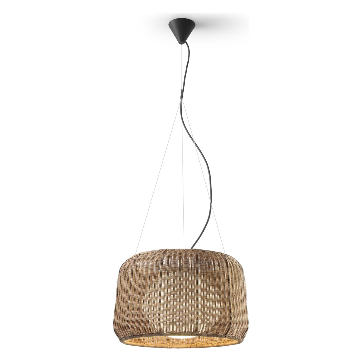 Bover Fora S Außen-Pendelleuchte für Outrack 24V – Graphitbraun, Schirm Rattanbraun