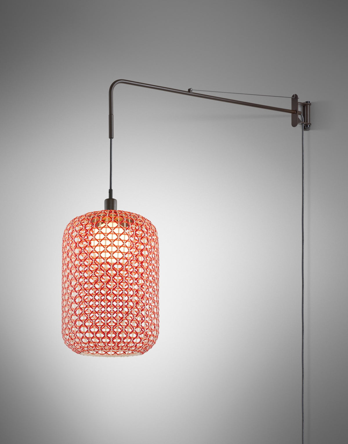 Bover Nans 55 A/98 Wandleuchte – Schirm Rot (mit Orange und Beige)