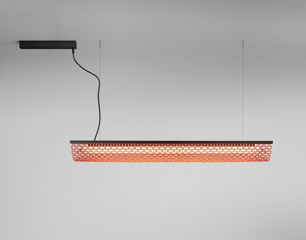 Bover Nans Balis S/140 Außen-Pendelleuchte für Outrack 24V – Schirm Rot (mit Orange und Beige)