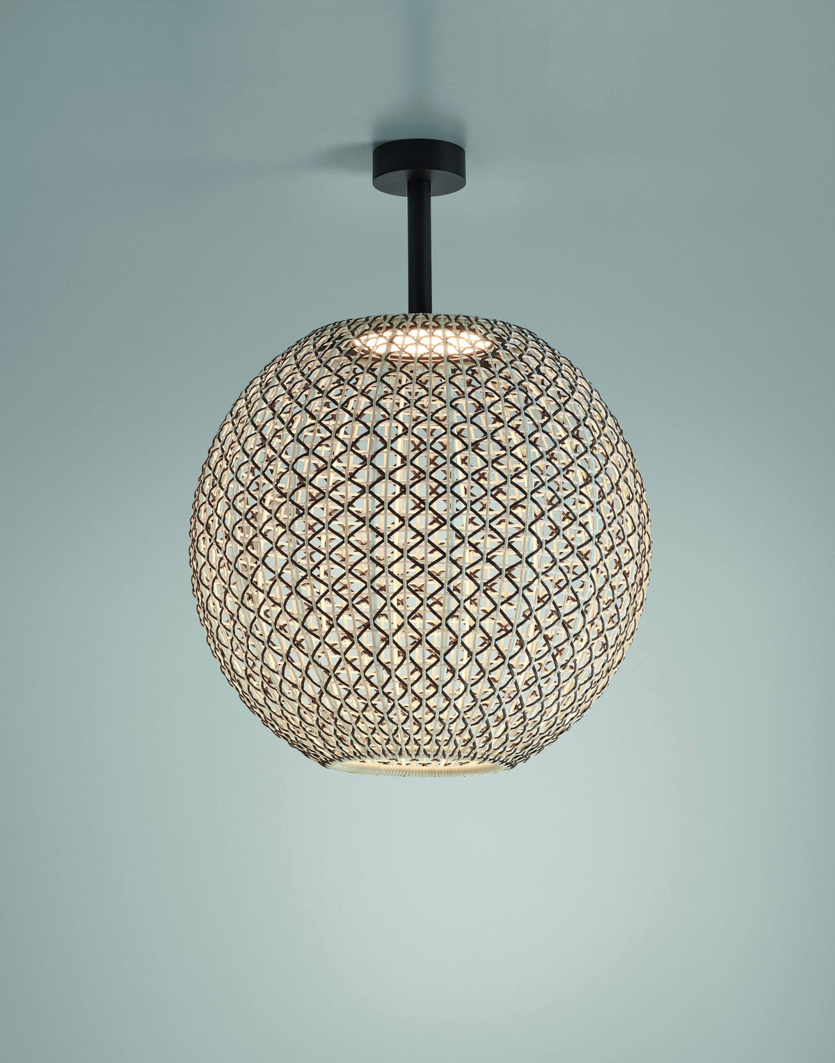 Bover Nans Sphere PF/60 Außen-Deckenleuchte – Schirm Braun (mit Beige und Hellgrau)