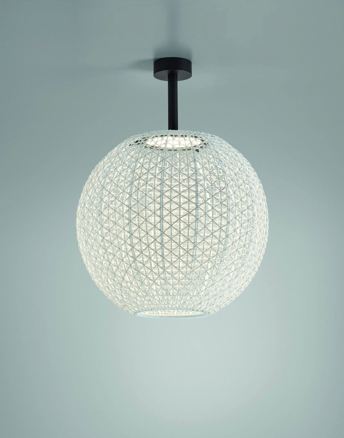 Bover Nans Sphere PF/60 Außen-Deckenleuchte – Schirm Beige (mit Hellblau und Hellgrau)