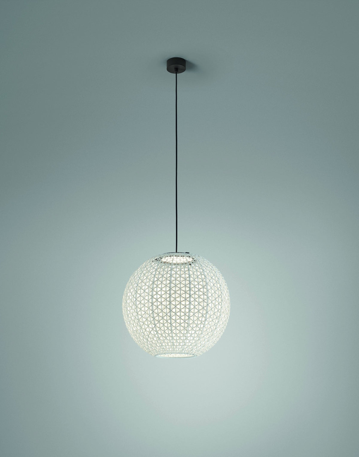 Bover Nans Sphere S/60 Außen-Pendelleuchte für Outrack 24V – Schirm Beige (mit Hellblau und Hellgrau)