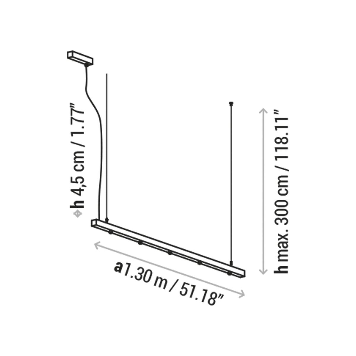 Bover Intrack Strukturen – Gestell linear S/5L 51.18”, Aufbau Treiber Ebenholzschwarz (AC357900)