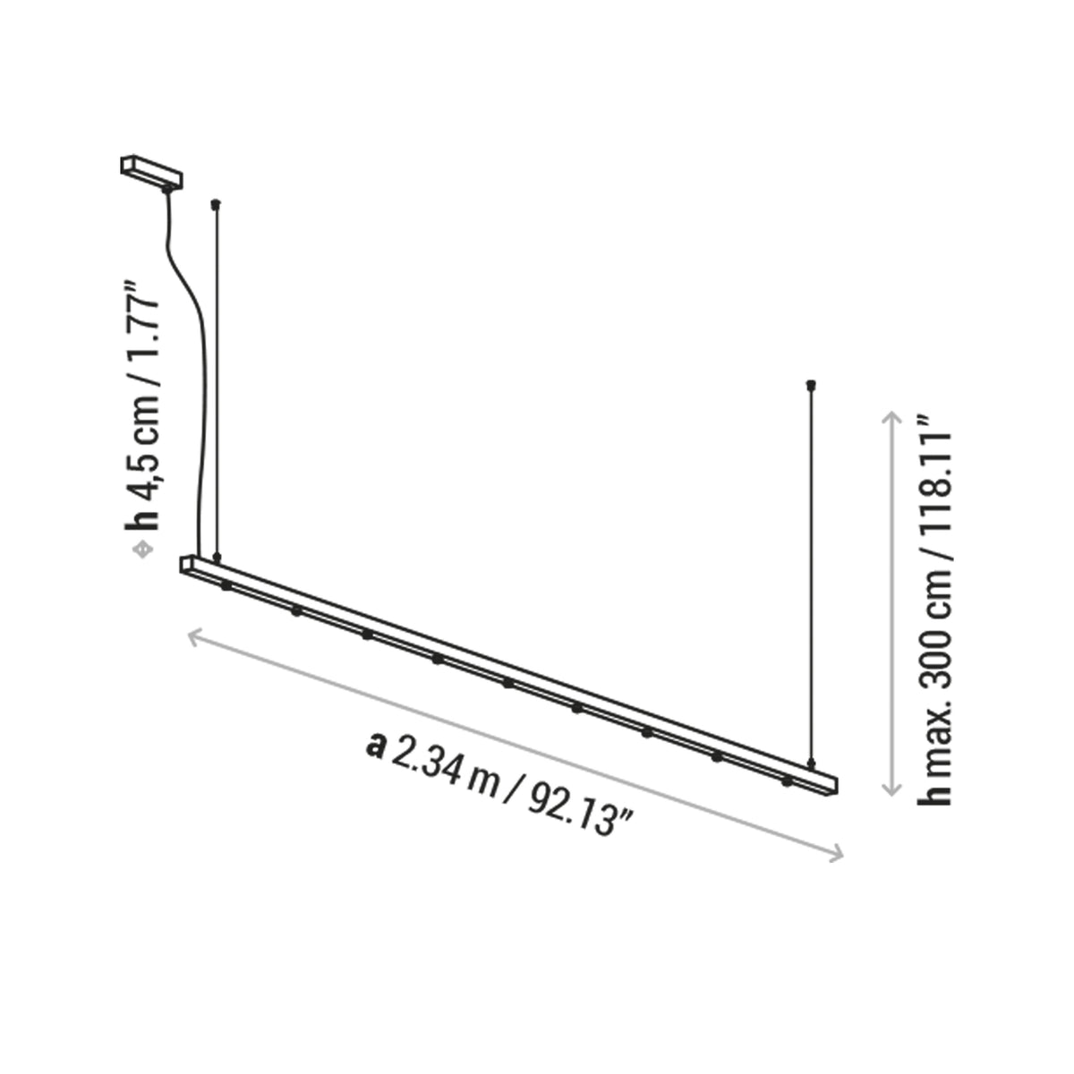 Bover Intrack Strukturen – Gestell linear S/9L 92.13”, Aufbau Treiber Ebenholzschwarz (AC357902)