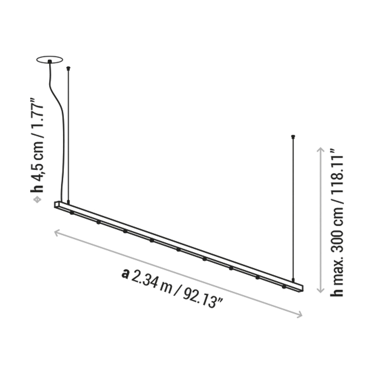 Bover Intrack Strukturen – Gestell linear S/9L 92.13”, Extern Treiber Ebenholzschwarz (AC357905)
