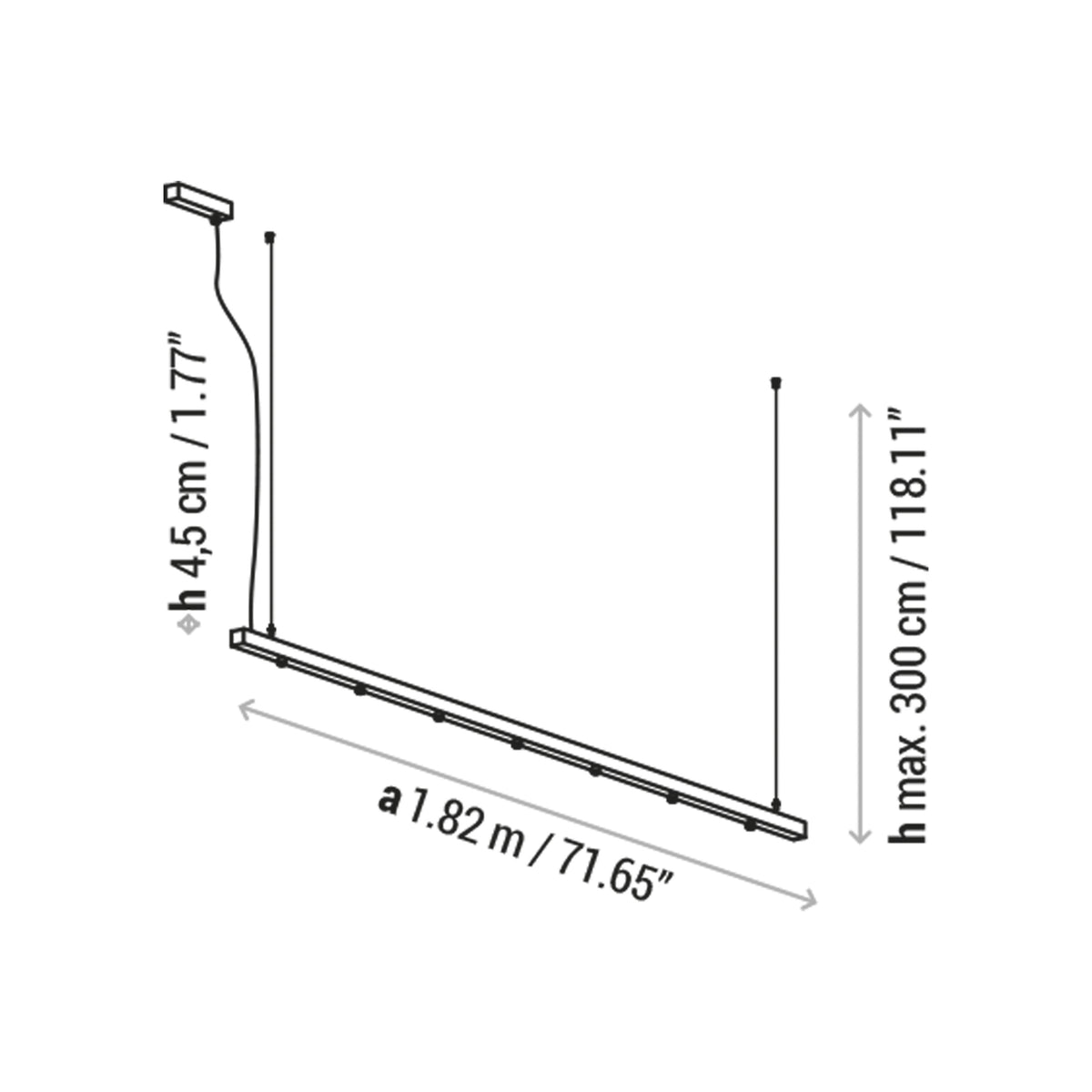 Bover Intrack Strukturen – Gestell linear S/7L 71.65”, Aufbau Treiber Ebenholzschwarz (AC357901)