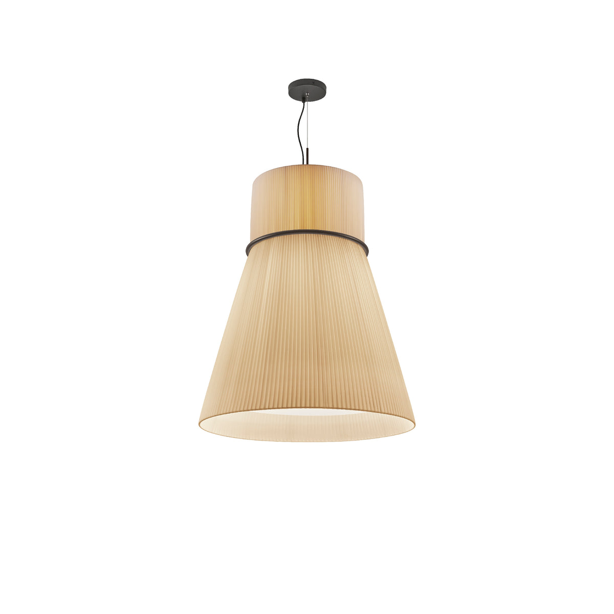 Bover Folie S/70 Pendelleuchte – Schwarz, Schirm Band transluzent Creme