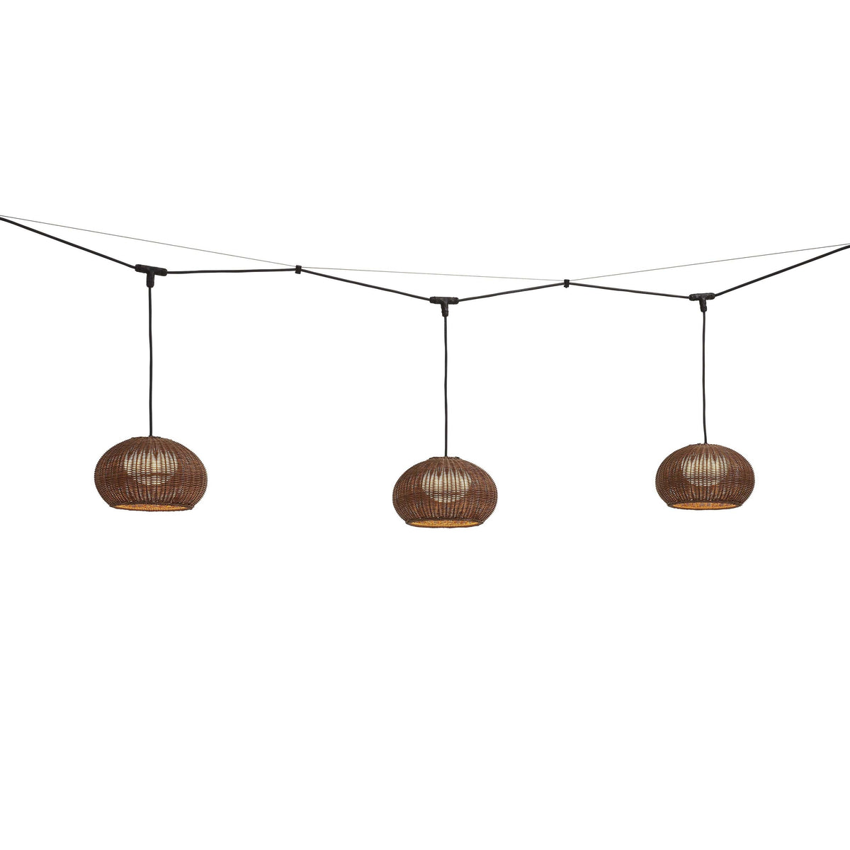 Bover Garota Catenary S/27/4L Außen-Pendelleuchte – Neopren schwarz, Schirm Braun