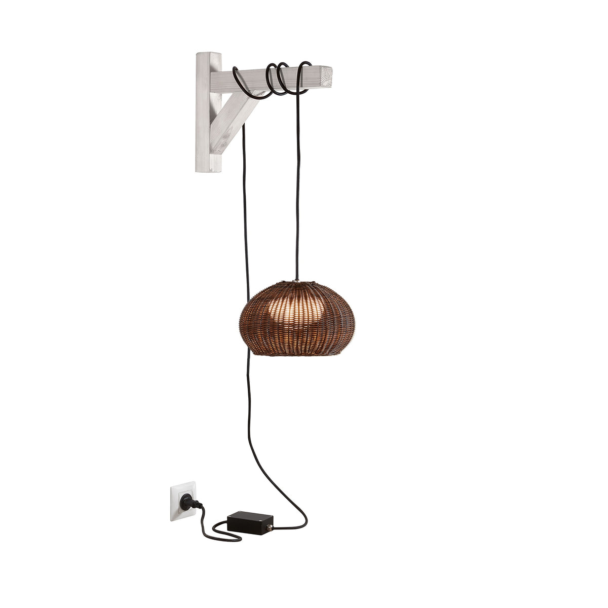 Bover Garota Hang Außen-Pendelleuchte – Graphitbraun, Schirm Braun