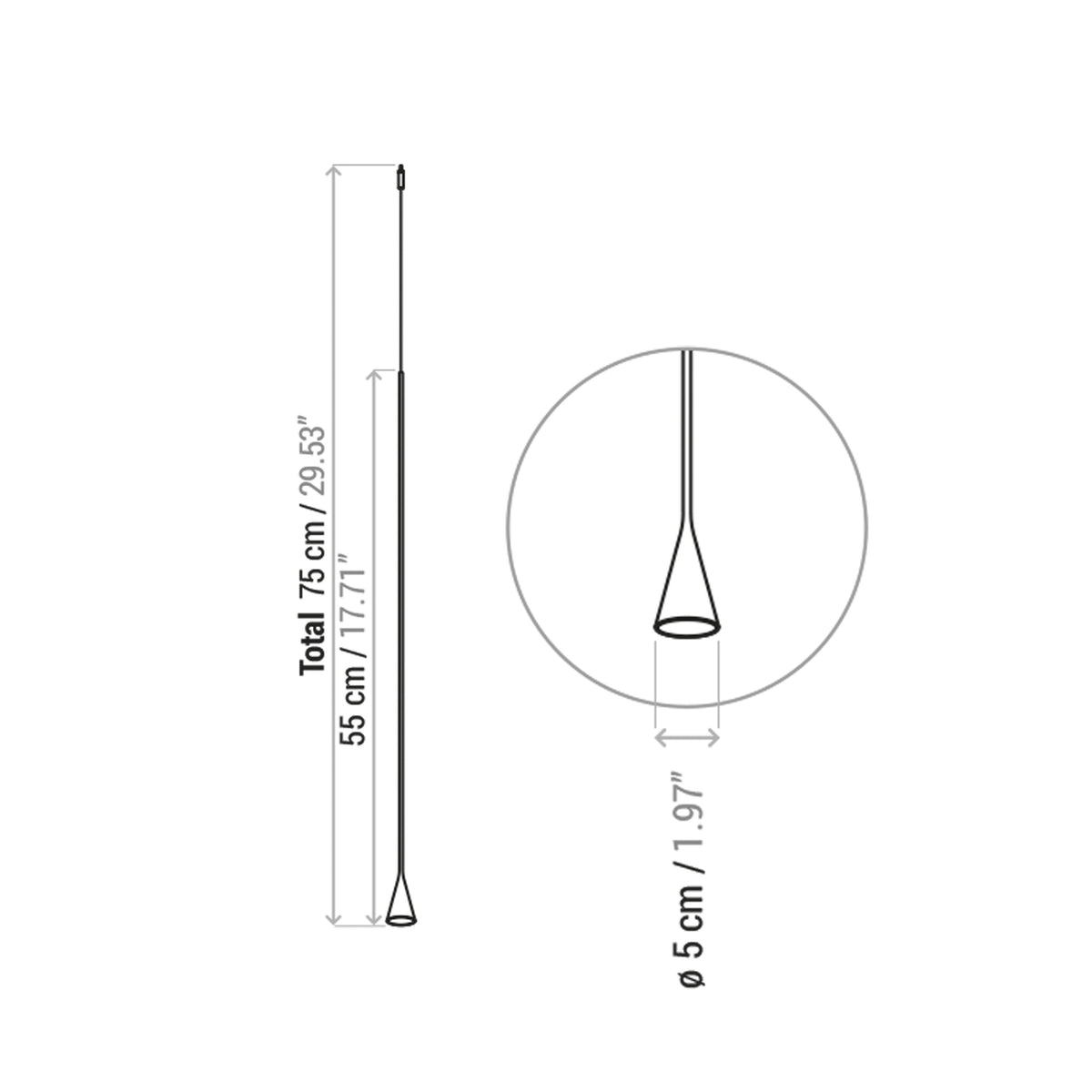 Bover Intrack Skybell-Leuchten – Skybell Pendel 29.53” 30º 2700k Schwarz Ebenholz