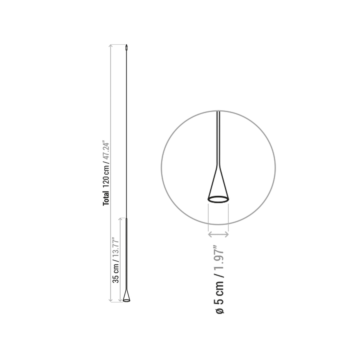 Bover Intrack Skybell-Leuchten – Skybell Pendel 47.24” 50º 2700k Schwarz Ebenholz