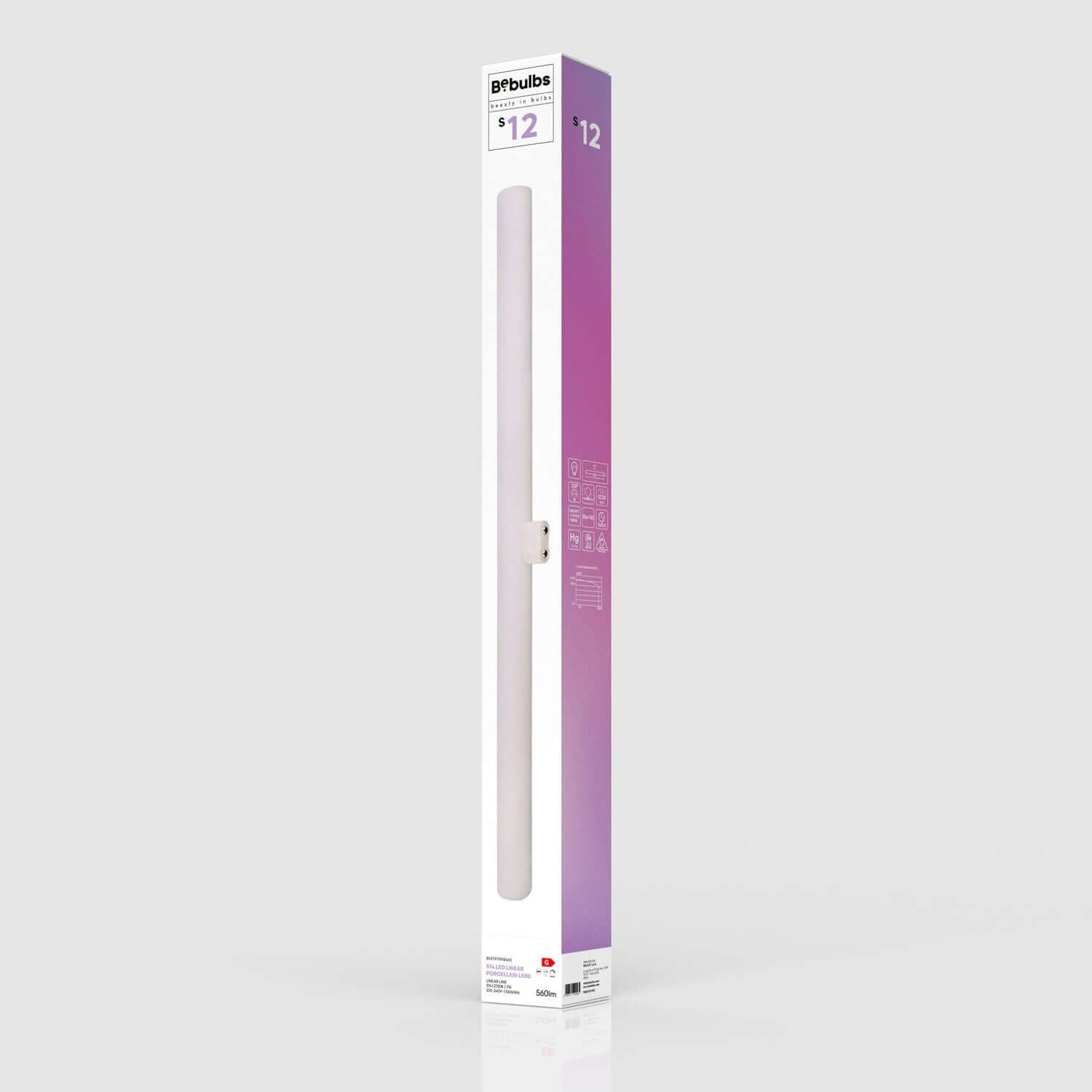 LED-Leuchtmittel mit Porzellaneffekt CRI 90 Linear S14d – Länge 500 mm 7W 560Lm 2700K Dimmbar – S12 – Produktansicht 4