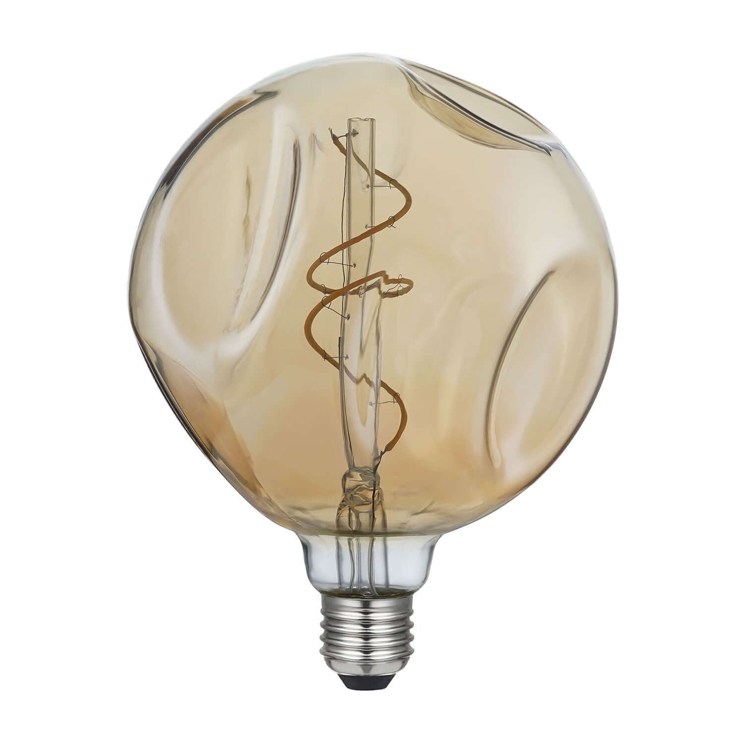 LED-Glühbirne Gold Bumped Globe G140 Spiralfaden 5W 250 Lm E27 1800K dimmbar – Hauptbild