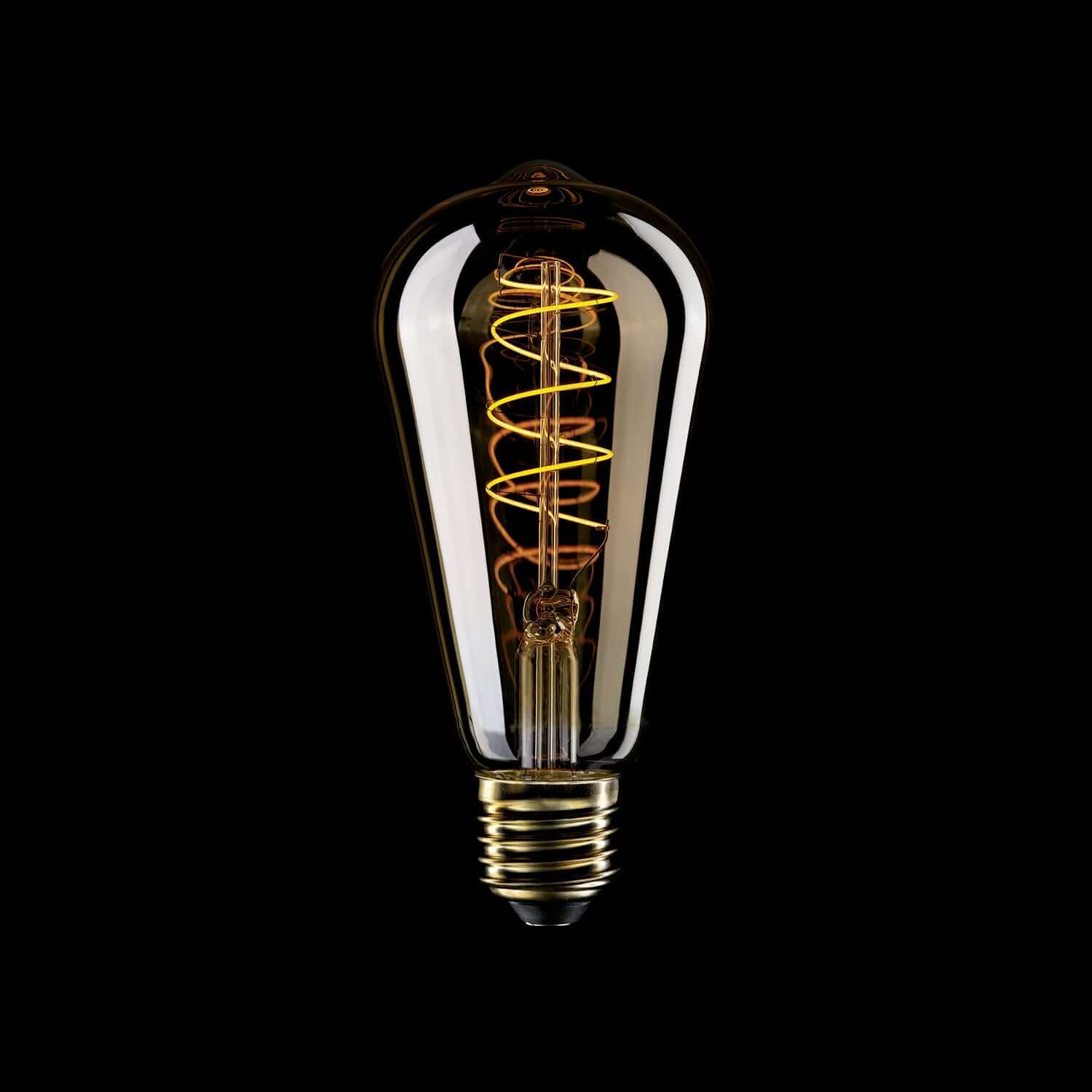 LED-Lampe Gold Carbon Line Spiralfaden Edison ST64 4W 250Lm E27 1800K Dimmbarkeit – C04 – Produktansicht 1