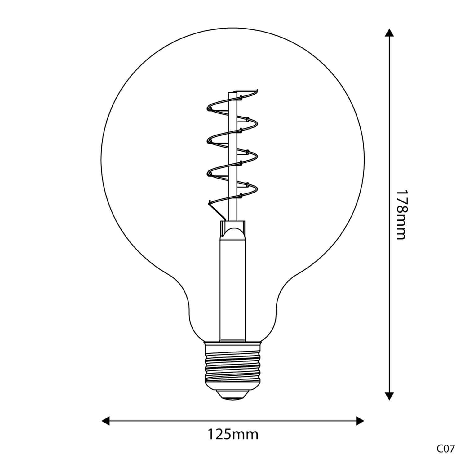 LED-Leuchtmittel Gold Carbon Line Spiralfaden Globe G125 4W 250Lm E27 1800K dimmbar – C07 – Produktansicht 2