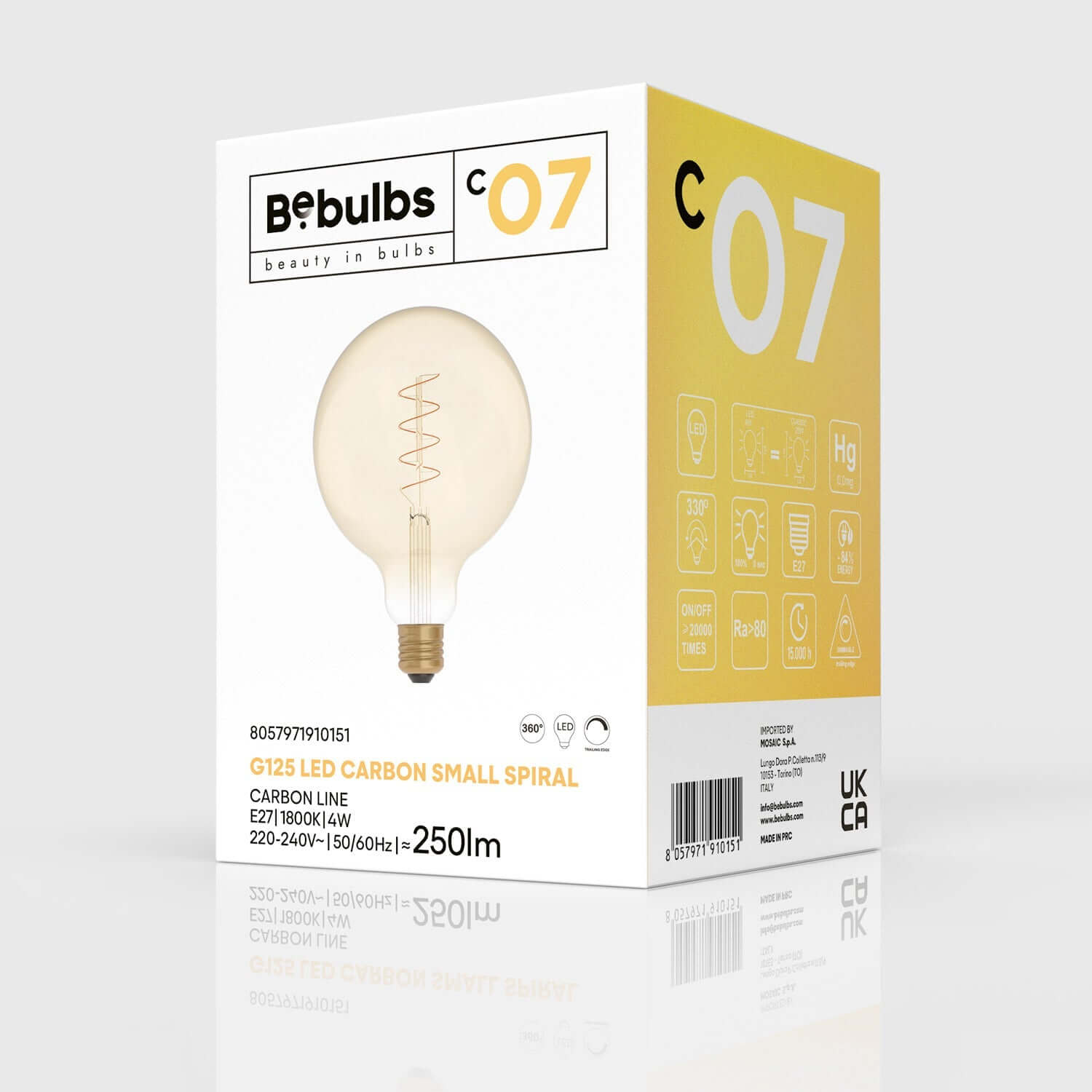 LED-Leuchtmittel Gold Carbon Line Spiralfaden Globe G125 4W 250Lm E27 1800K dimmbar – C07 – Produktansicht 3