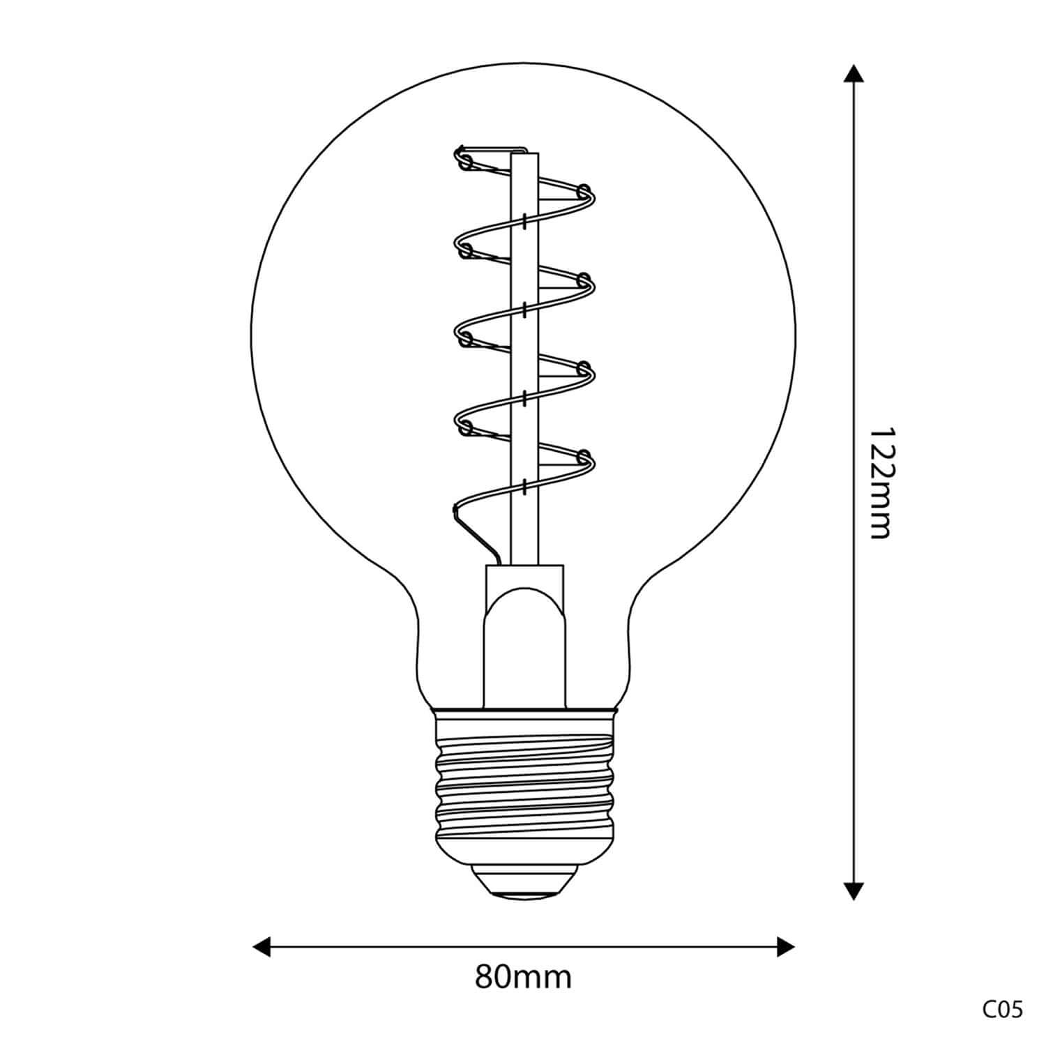 LED-Glühbirne Gold Carbon Line mit Spiral-Filament Globus G80 4W 250Lm E27 1800K dimmbar - C05 – Produktansicht 2