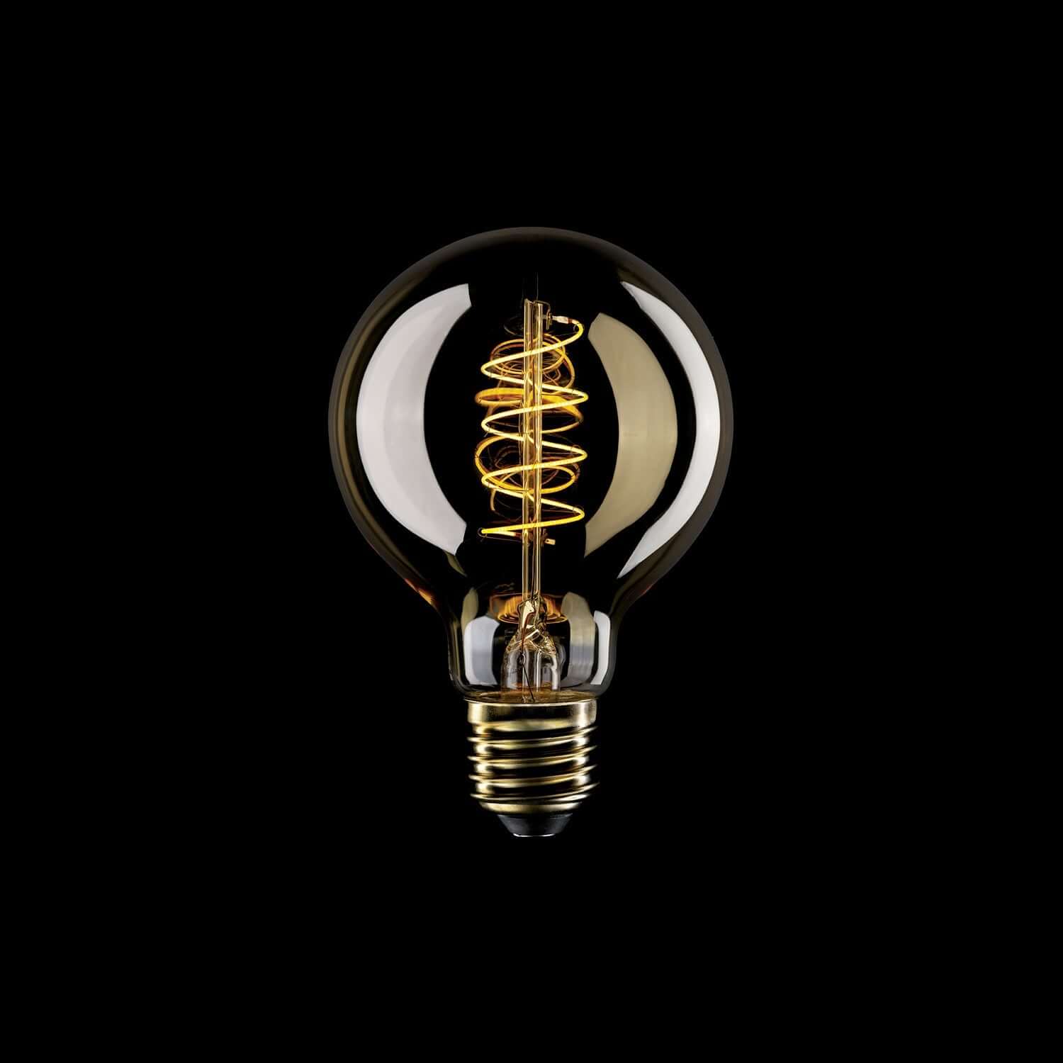 LED-Glühbirne Gold Carbon Line mit Spiral-Filament Globus G80 4W 250Lm E27 1800K dimmbar - C05 – Produktansicht 1