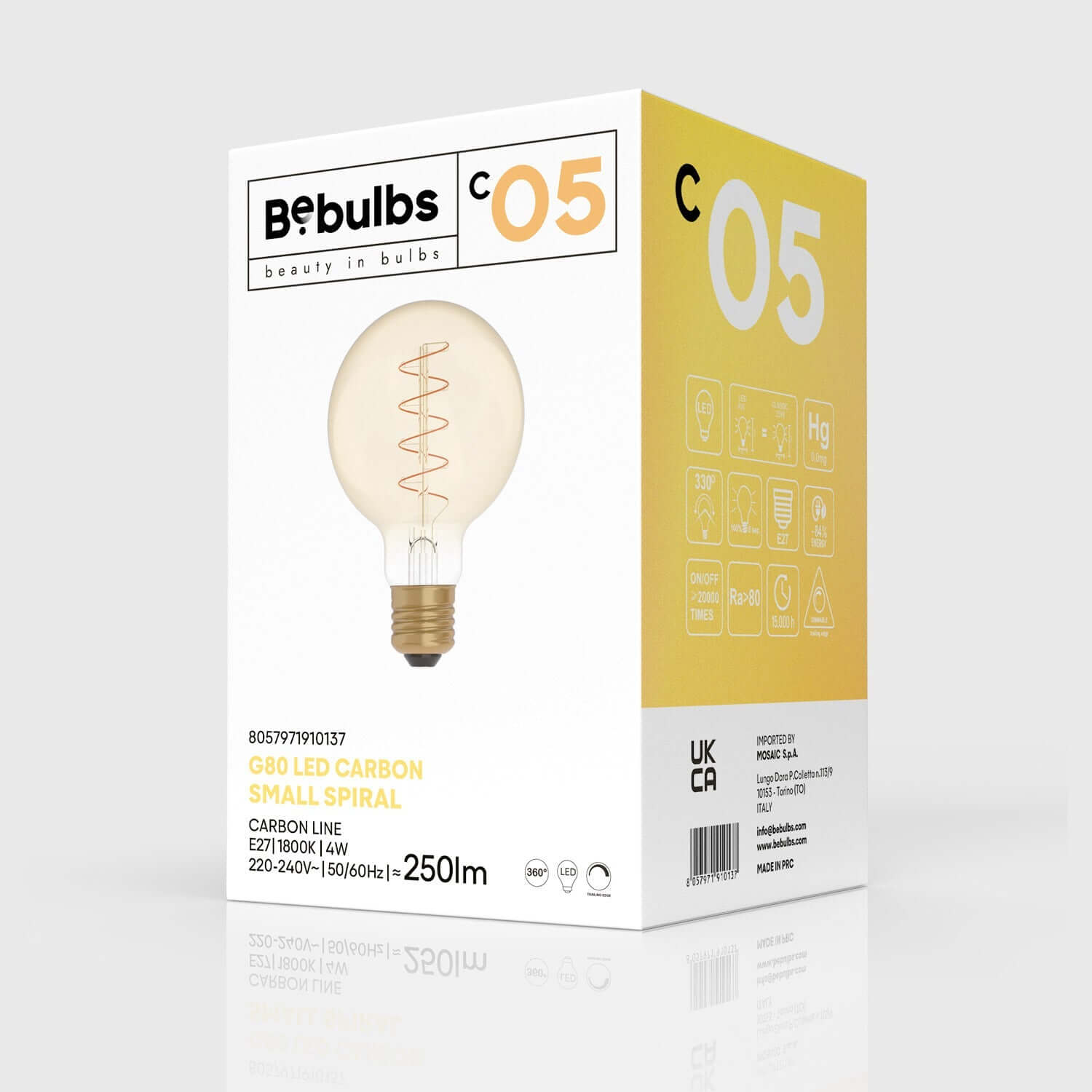 LED-Glühbirne Gold Carbon Line mit Spiral-Filament Globus G80 4W 250Lm E27 1800K dimmbar - C05 – Produktansicht 3
