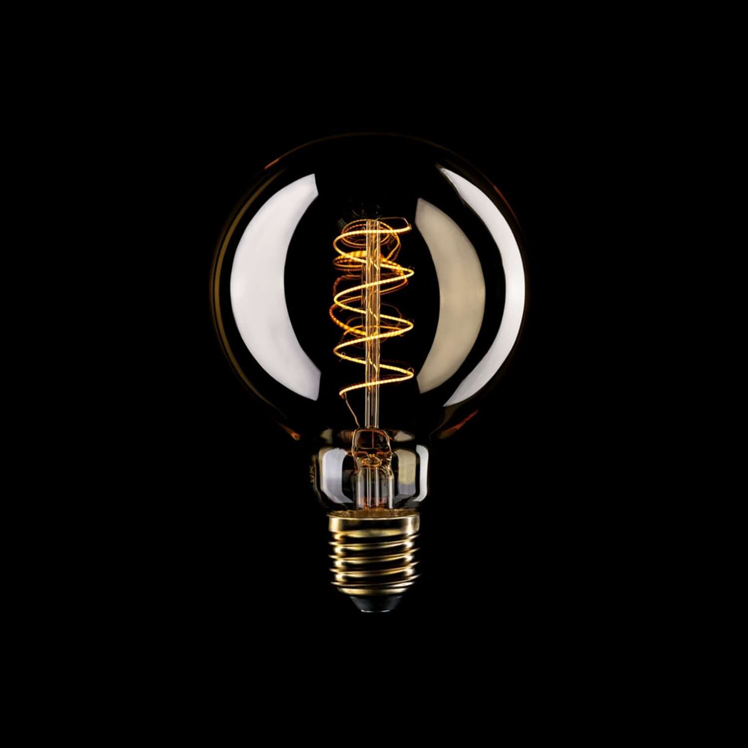 LED-Glühbirne Gold Carbon Line Spiralfaden Globe G95 4W 250Lm E27 1800K dimmbar – C06 – Produktansicht 1