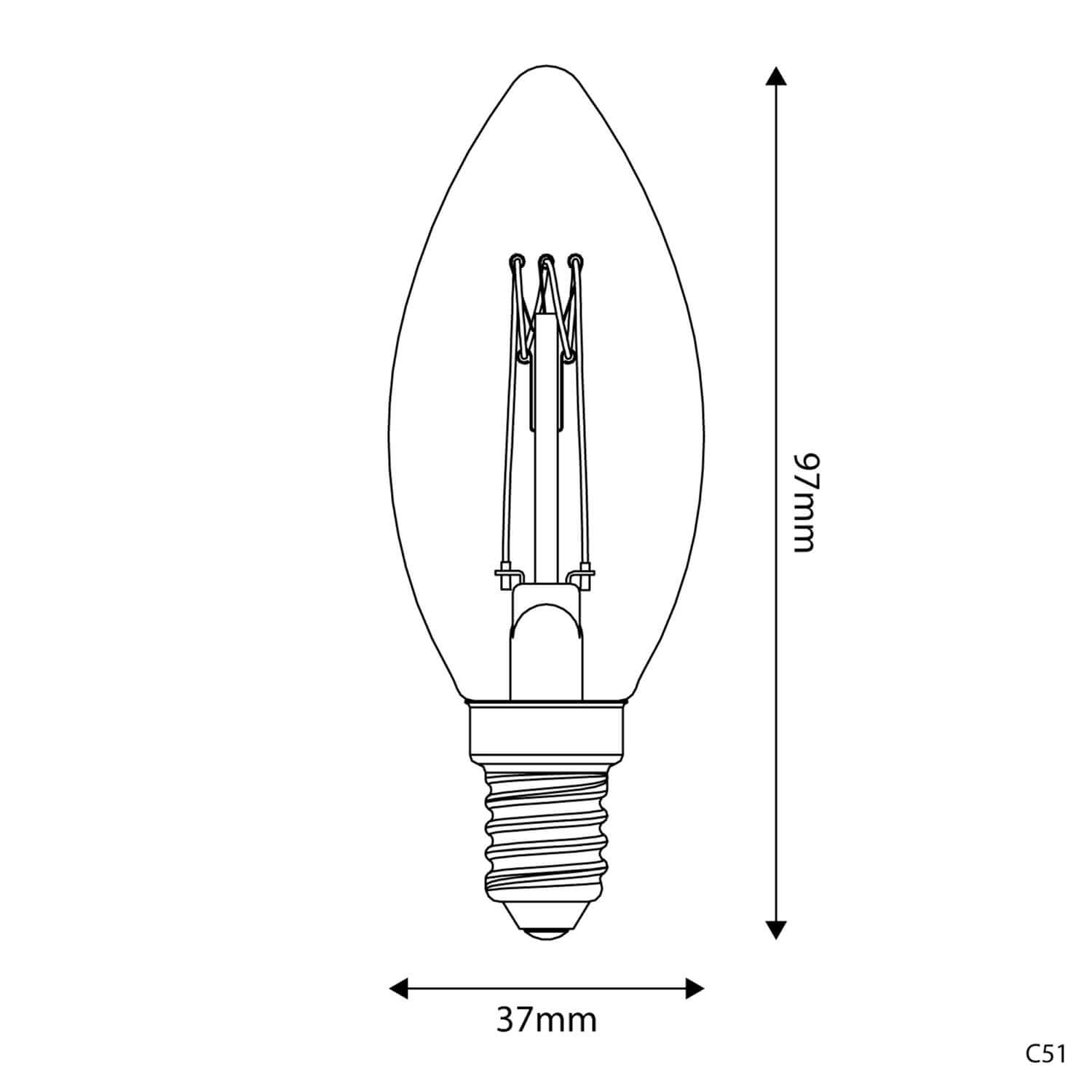 LED-Glühbirne Gold Carbon Line mit vertikalem Faden, Kerze C35 3,5 W 300 Lm E14 2700K dimmbar - C51 – Produktansicht 2