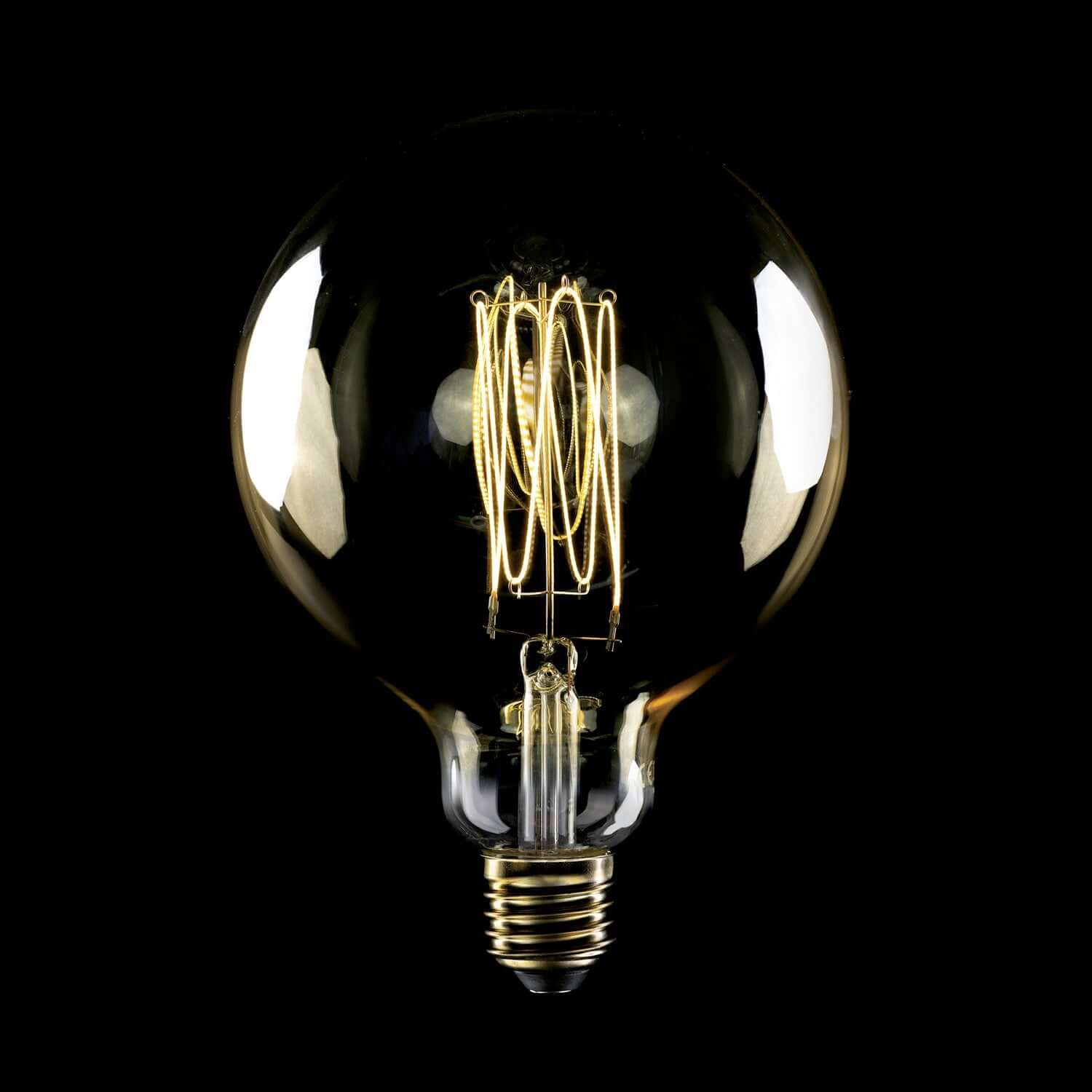 LED-Lampe Gold Carbon Line Vertikalfaden Globo G125 7W 640Lm E27 2700K Dimmbar – C56 – Produktansicht 1