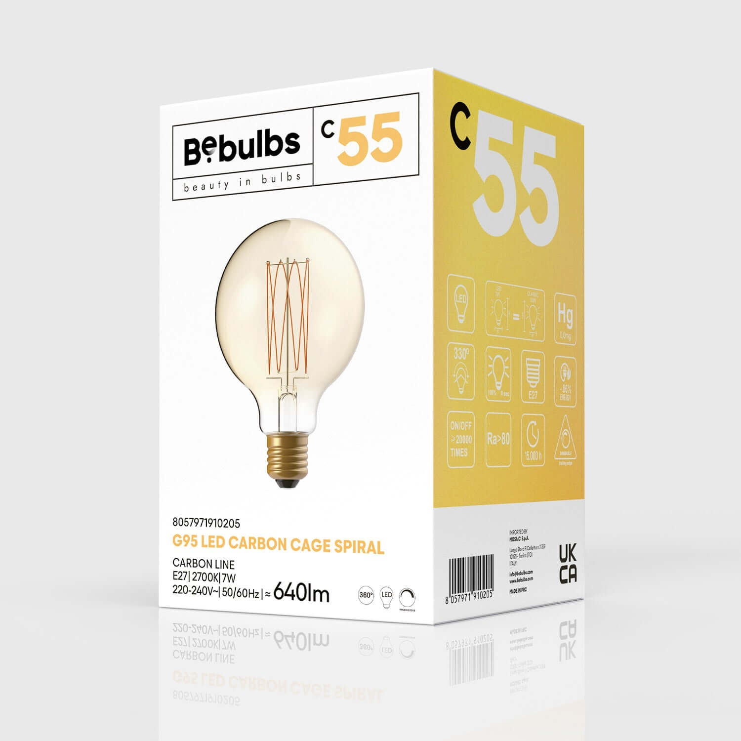 LED-Glühbirne Gold Carbon Line mit vertikalem Faden Globus G95 7W 640Lm E27 2700K dimmbar - C55 – Produktansicht 3